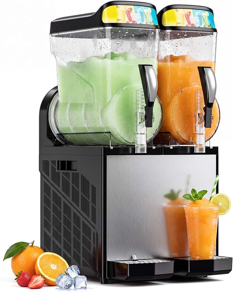 Manastin Slushie Machine 30L/8Galx2 Double Tank Slushy Machine, ETL Listed Global Recycled Standard