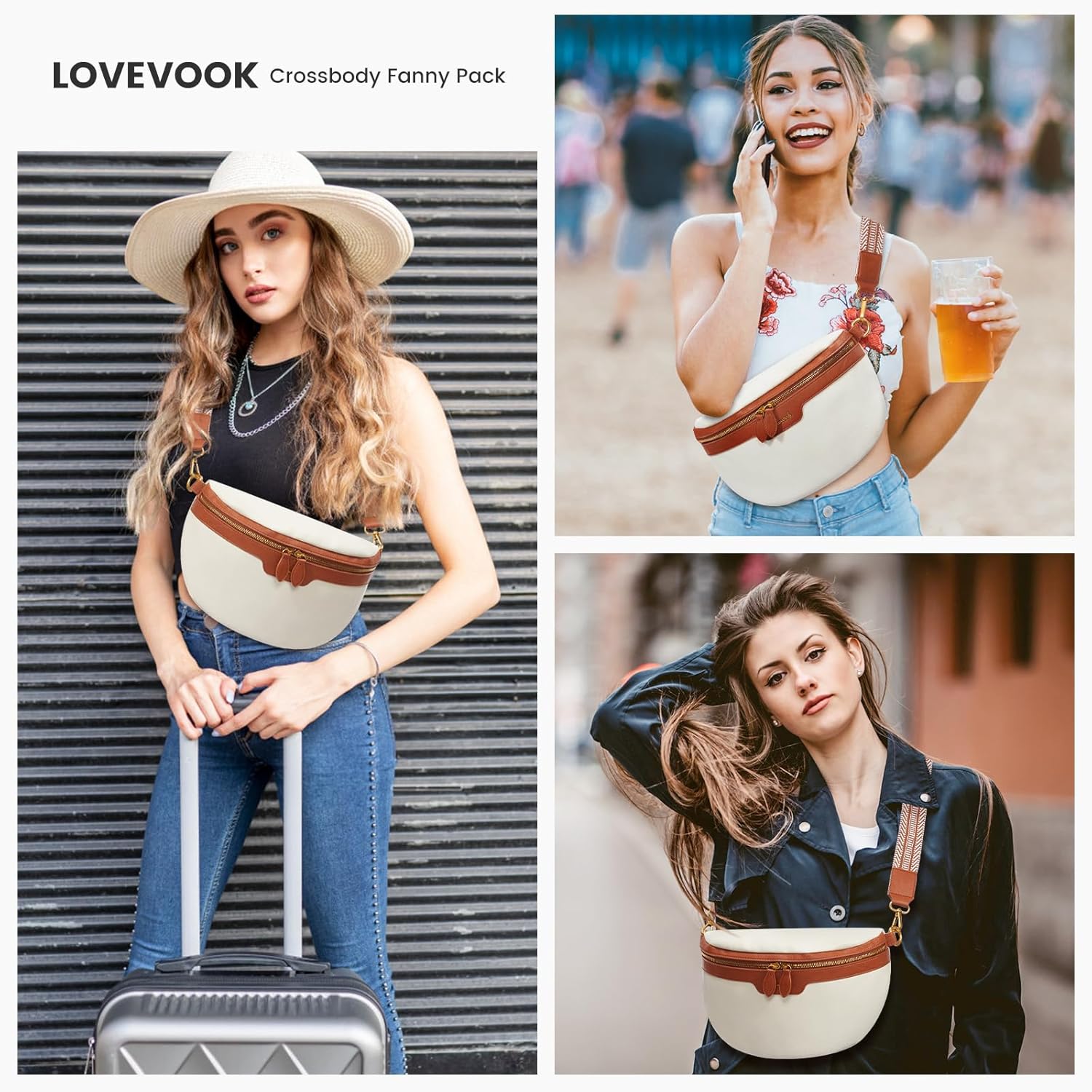 LOVEVOOK Fanny Packs for Women Cross Body, Vegan Leather Belt Bag for Women, Waterproof Sling Purse Fashion Waist Pack Designer Chest Bum Bag with Boho Style Strap - Image 7