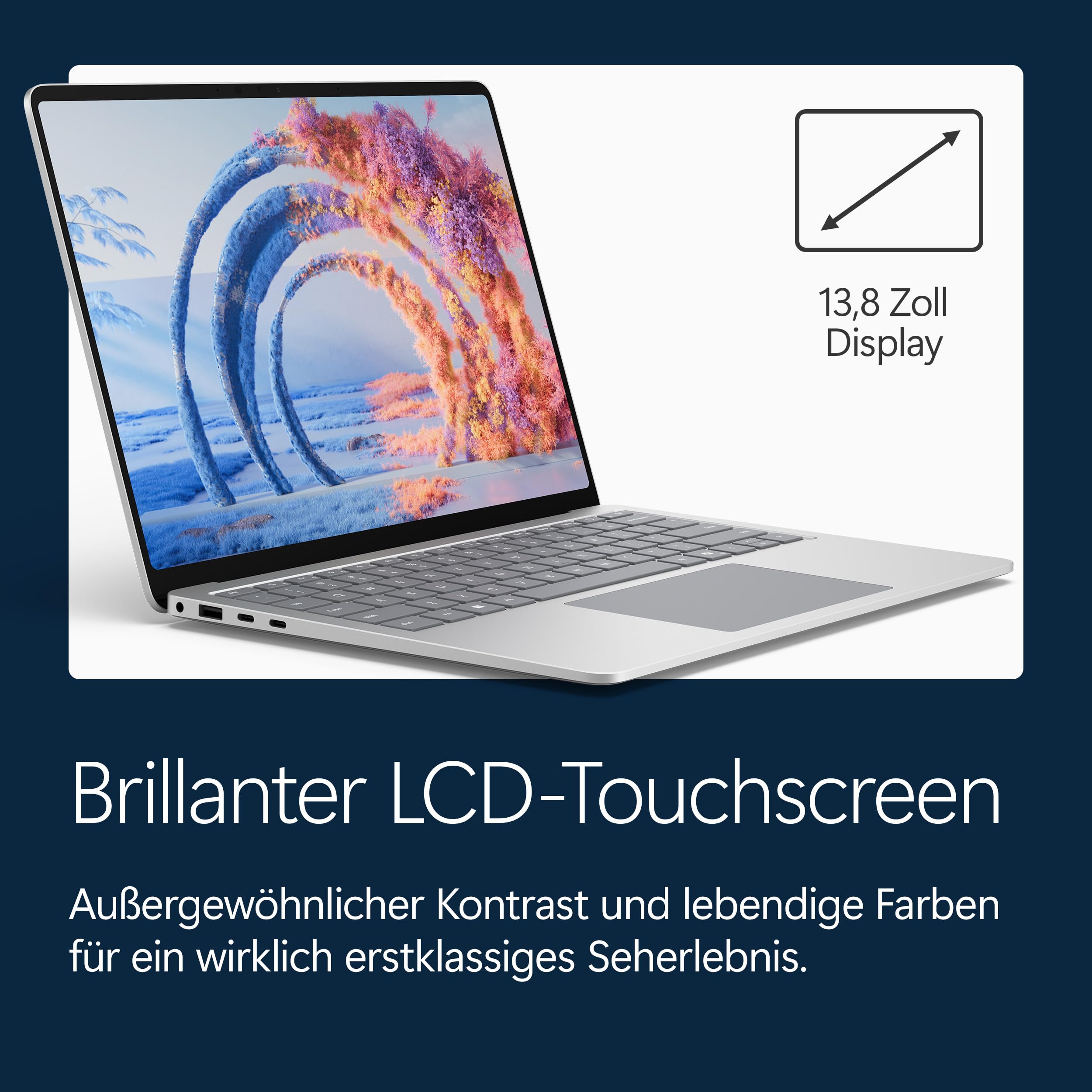 Microsoft Surface Laptop, 13.8" | Snapdragon X Plus | 16GB RAM, 512GB SSD | 13.8" LCD Touchscreen | Copilot+ PC | Platin | Windows 11 Home | Neuestes Modell (8. Edition)