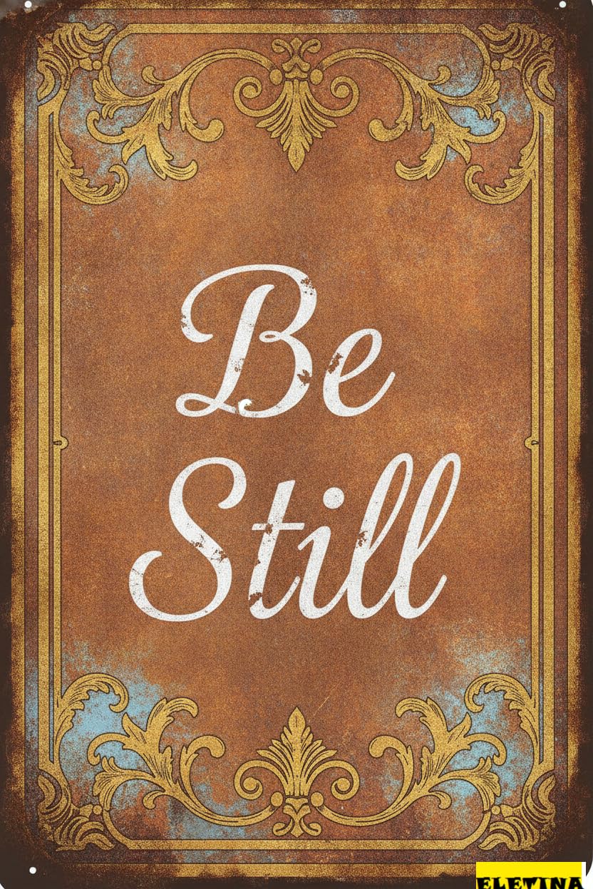 Be Still Easter Bible Themed Metal Art Religious Christmas Scripture Retro Tin Sign Kid Room Living Room 8x12in