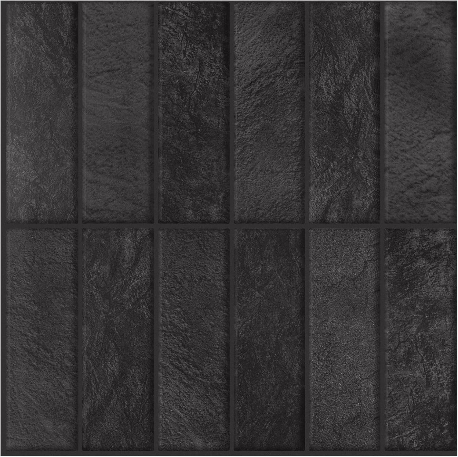 Peel and Stick Tile，New Upgrade Thicker Design Self Adhesive 12" x 12" Large Premium Peel and Stick Backsplash for Kitchen (Ash Black)