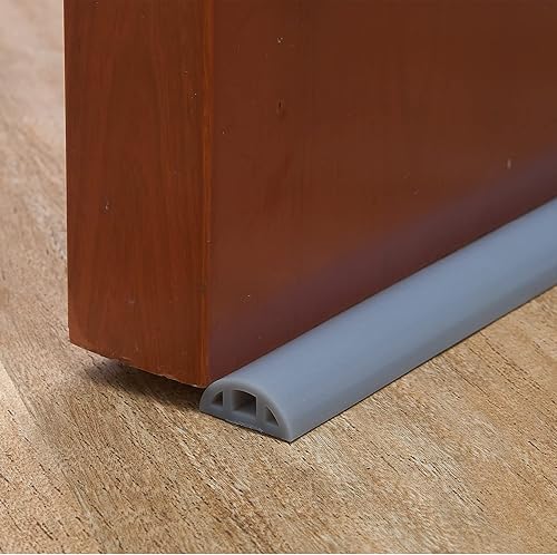 Miniatura 3 de Bloque plegable para baño, tapón de agua, tira de sellado para umbral de ducha, barrera de ducha de silicona autoadhesiva (66 pulgadas-GY)