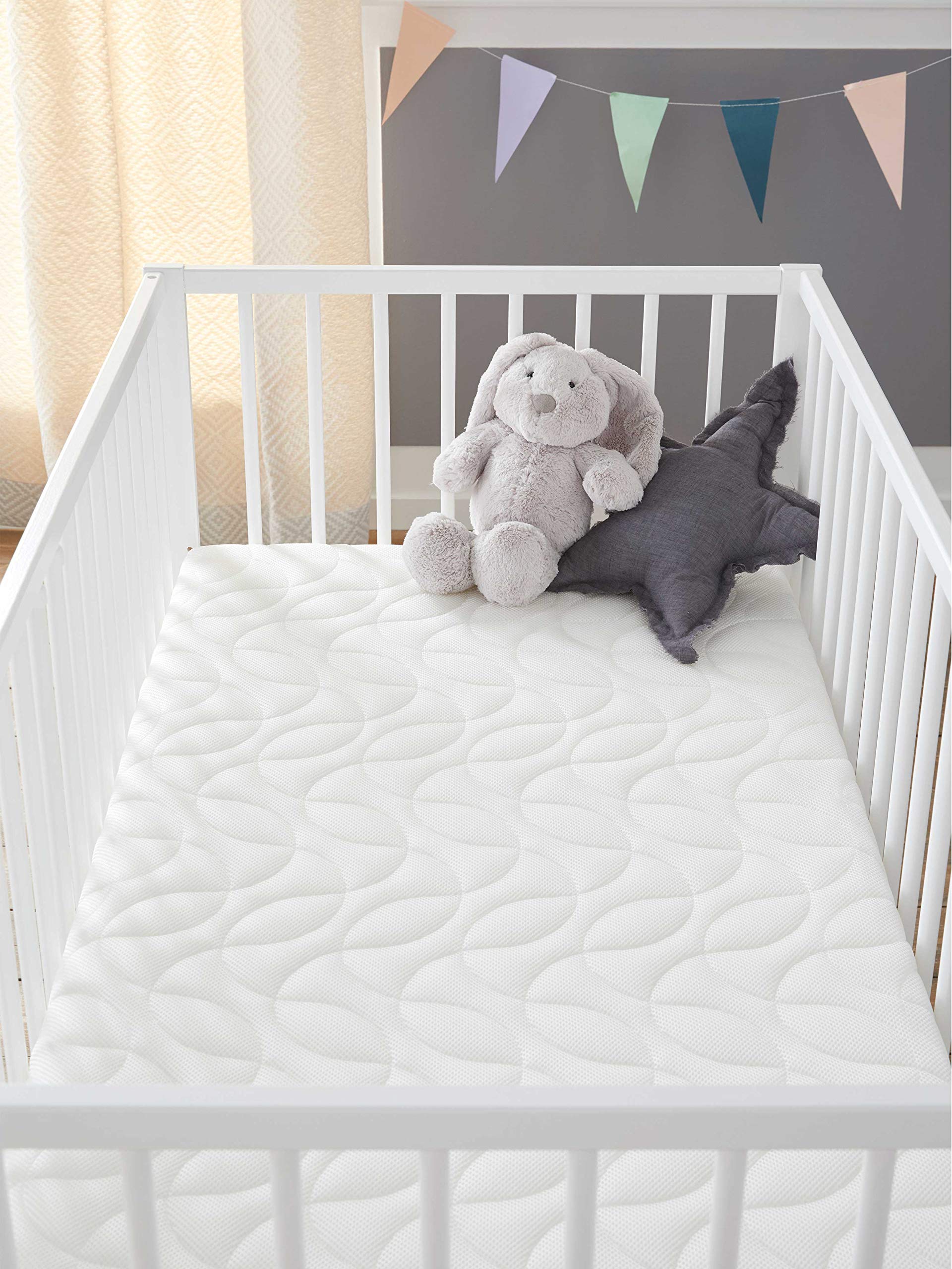 Babysom, Colchón Cuna Bebé Confort+, 70 x 140 cm, Altura 14 cm, Antiasfixia, Transpirable, Reglaje Térmico, Desenfundable, Garantía 10 años, Blanco