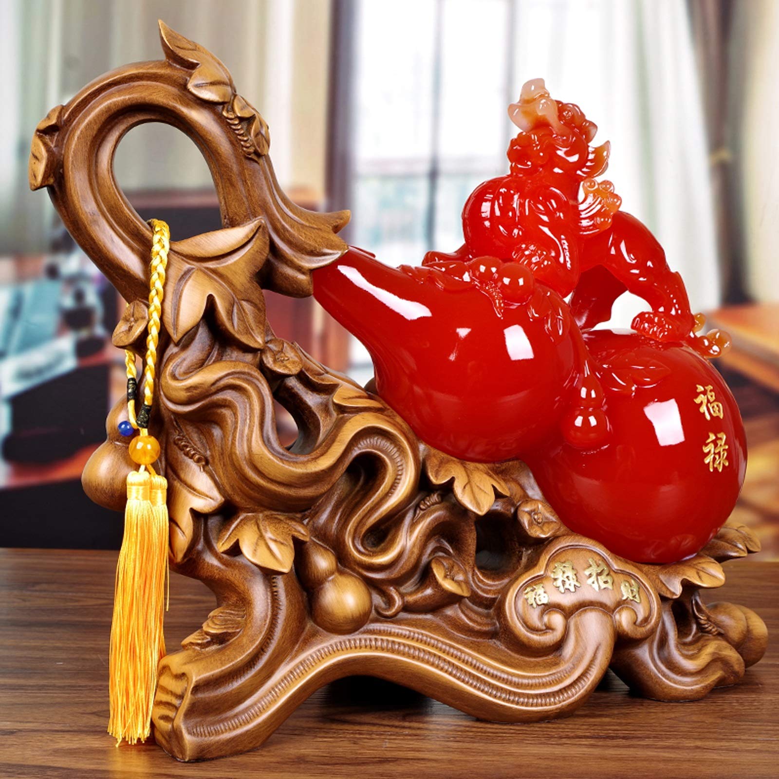 Ornamenti cinesi feng shui, decorazione statua Pi Xiu attirare ricchezza e buona fortuna Decorazione Feng Shui (rosso) Resina Pi xiu Decorazione ufficio domestico Simbolo ricchezza Statua Feng Shui