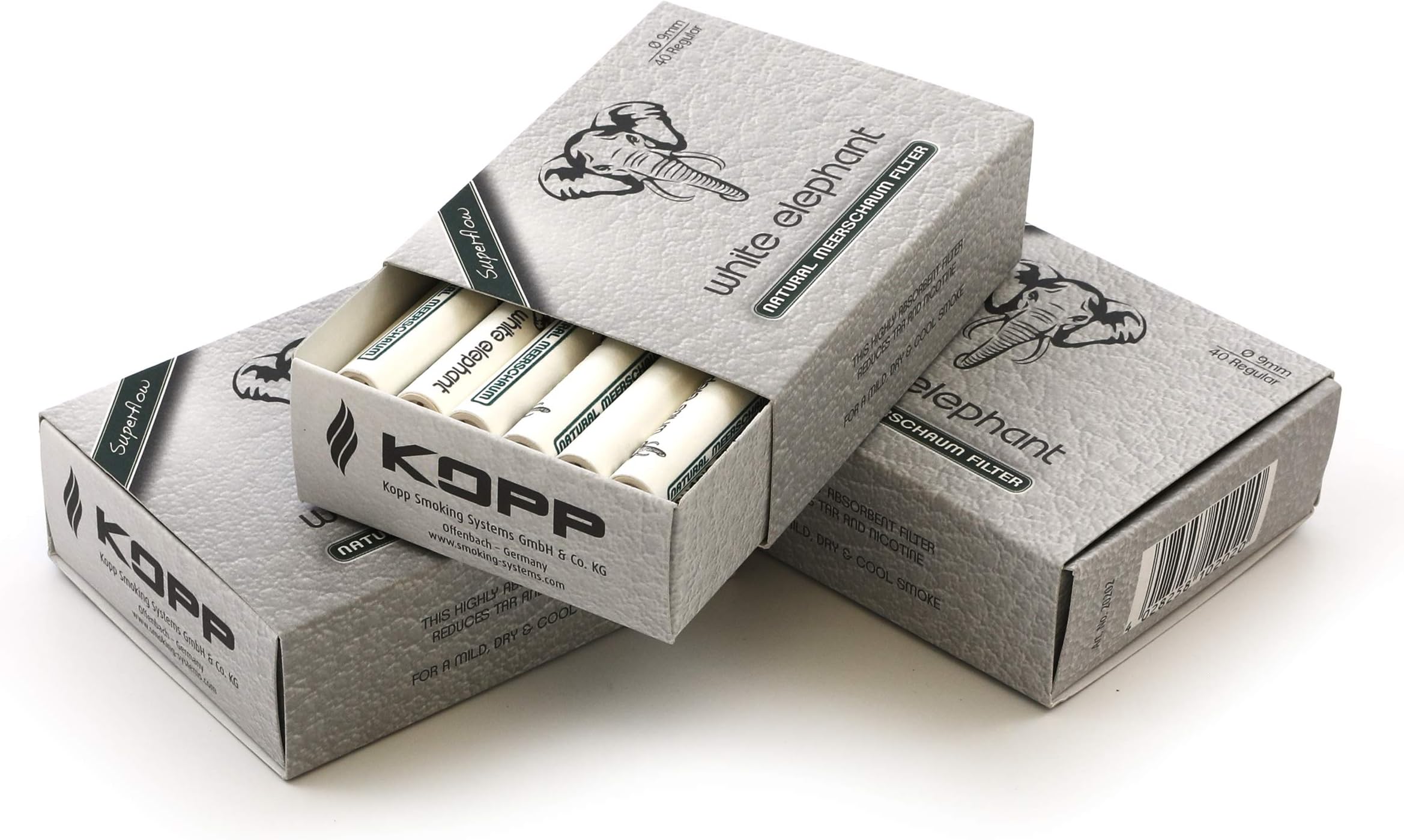 Meerschaum 9mm Natur pipe filters made in Germany - 3 boxes total 120 filters