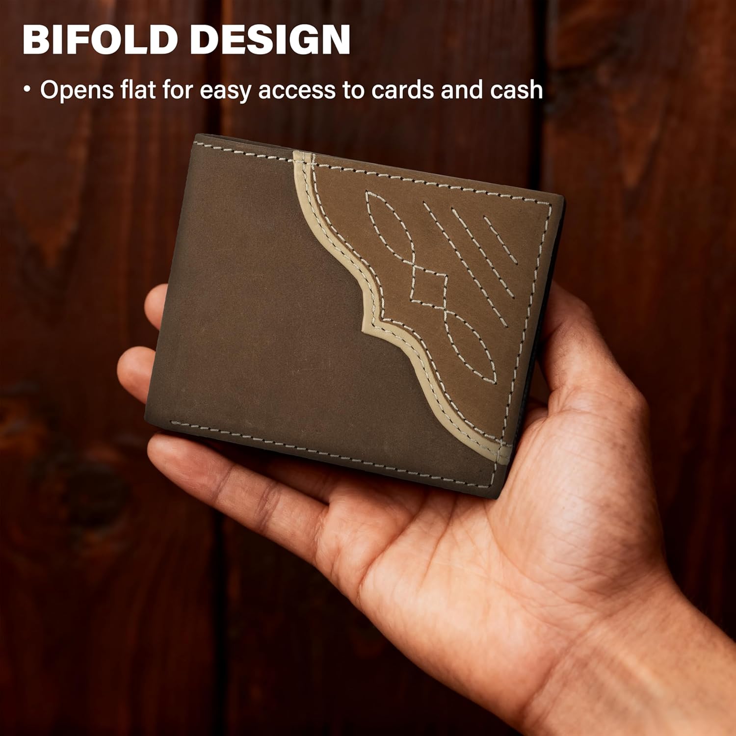 Wrangler Men's Bifold Wallet with Flip-Out ID Window, Genuine Leather, RFID Blocking, Gift for Him - Image 5