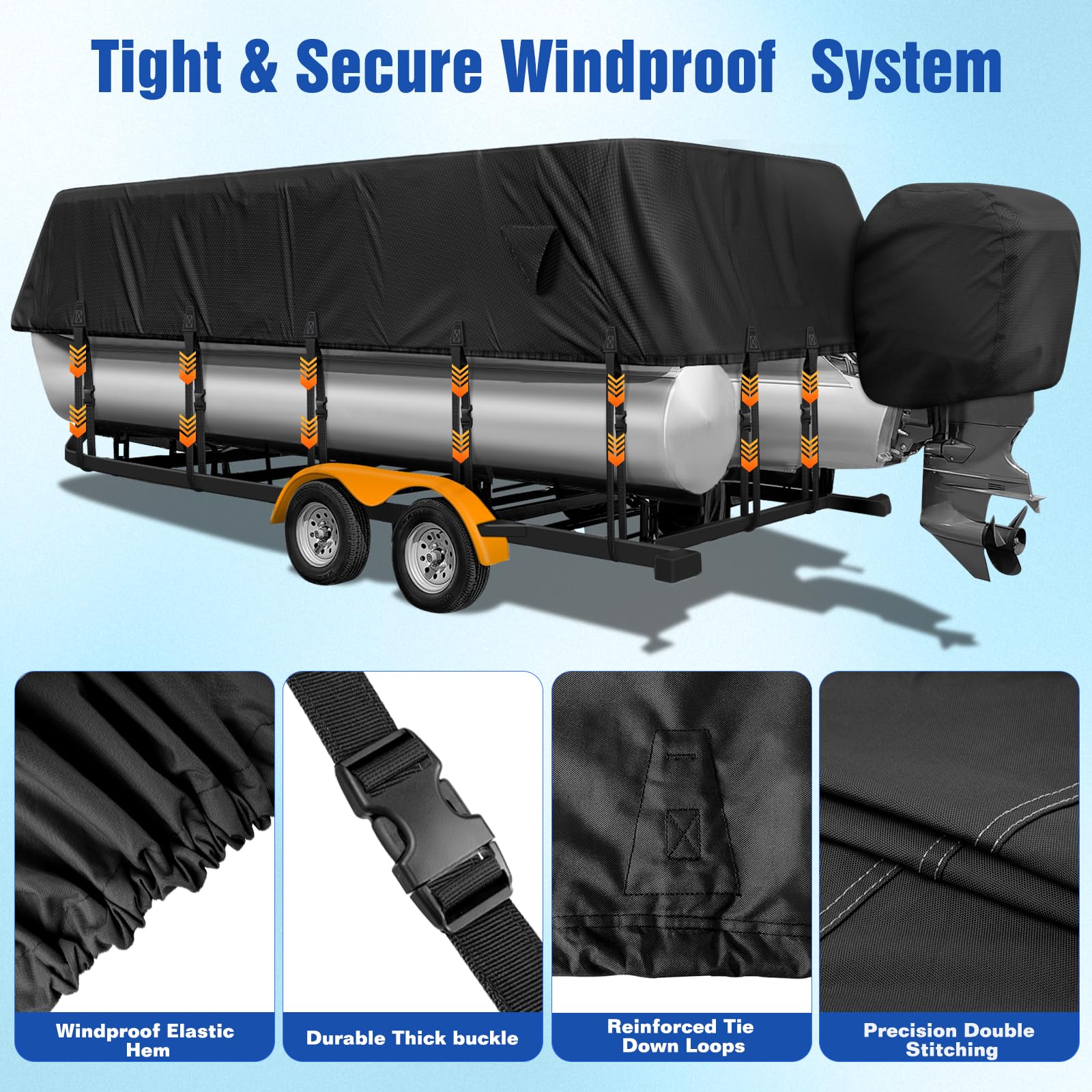 Pontoon Boat Covers Wave One Marine Boat Cover Support Poles - Adjustable Aluminum System With Straps For Pontoon & Bowrider Boat Cover Poles - Foto 4