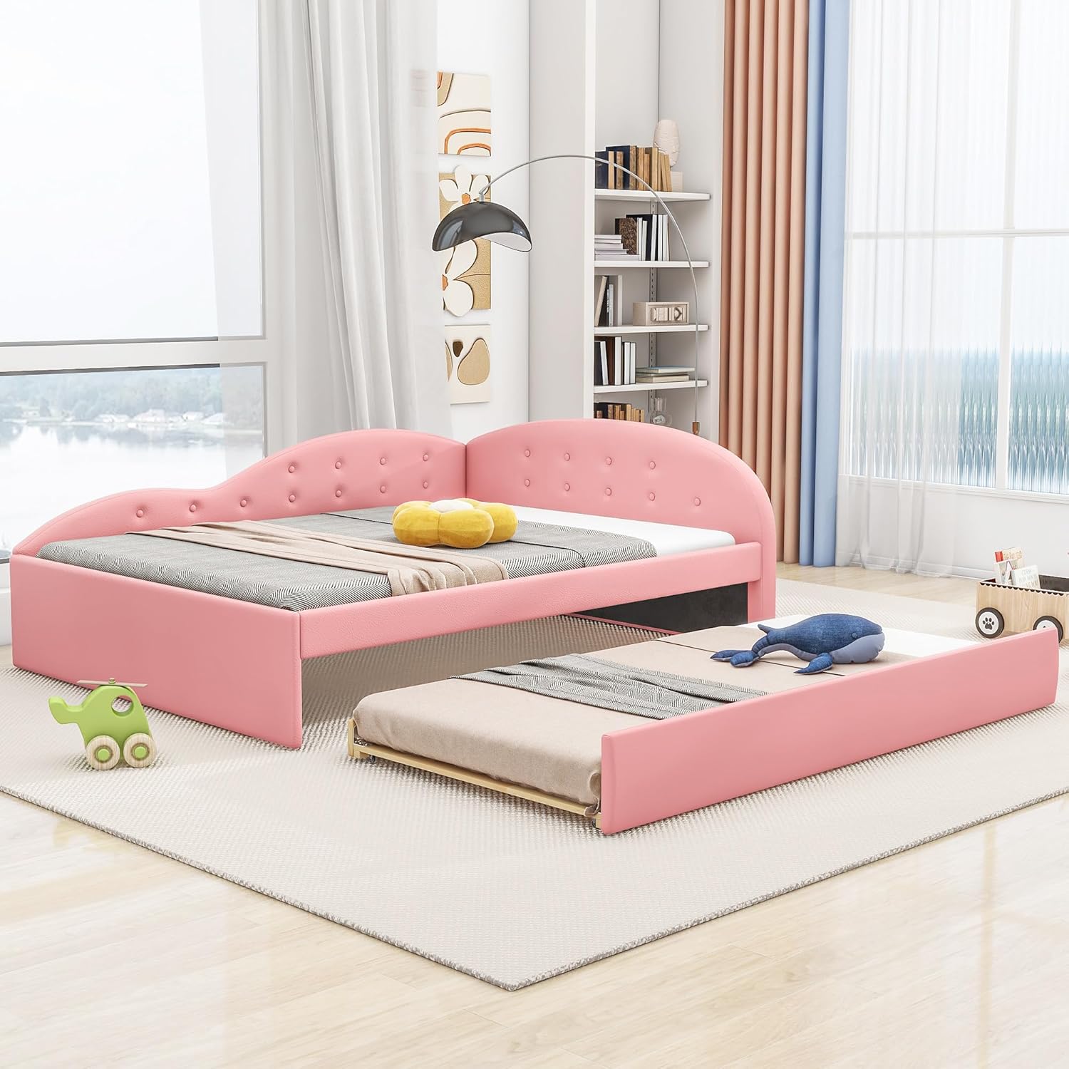 Harper & Bright Designs Full Daybed with Trundle,PU