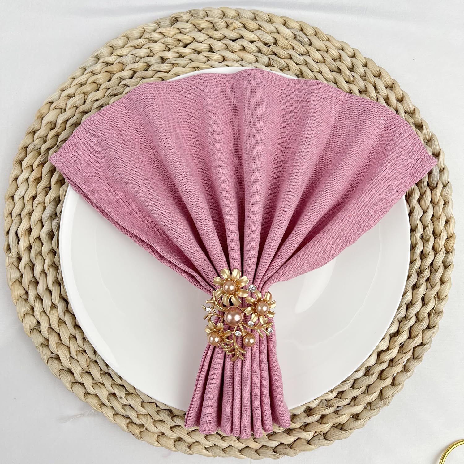 Stoffservietten, 12 Wiederverwendbare Stoff-Tischsets for Hochzeiten, Partys, Zuhause, Küche, Esszimmer, Weihnachtstischdekoration(Pink)