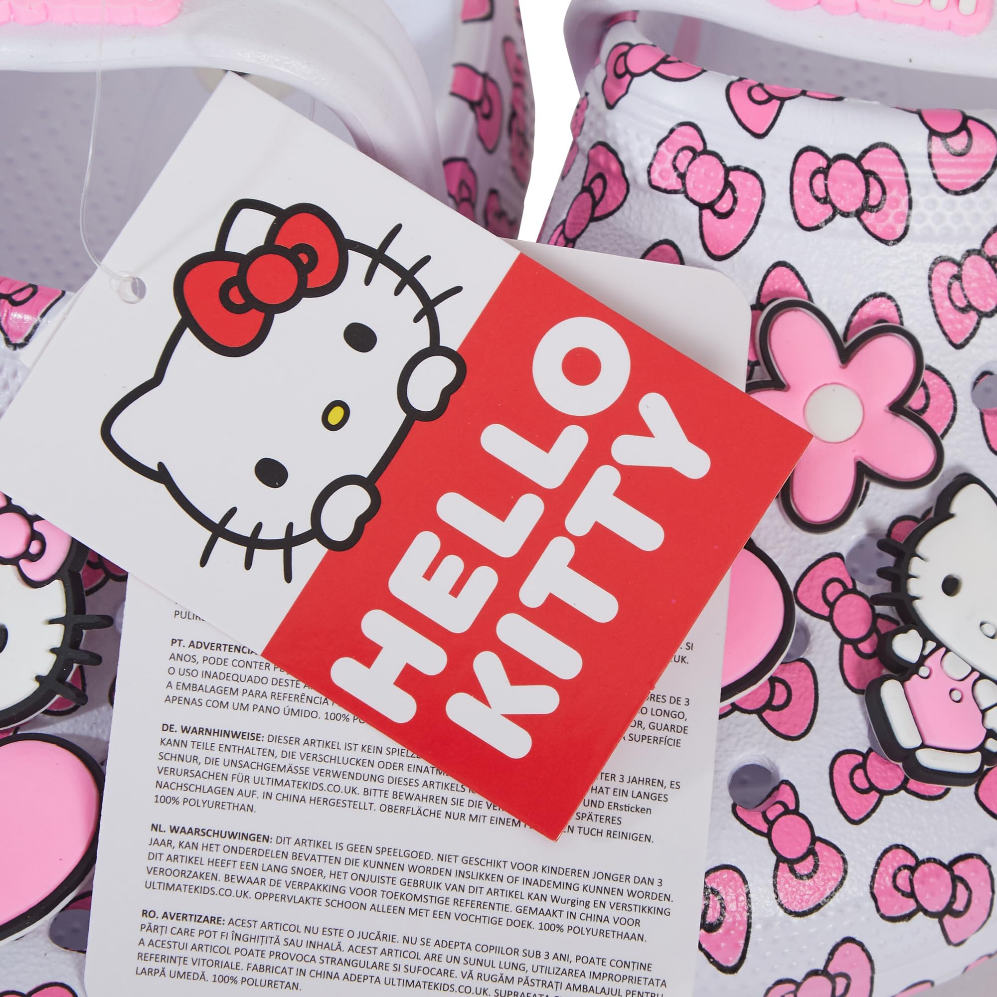 Hello Kitty Sabots pour filles avec breloques, badges, chaussures d'intérieur et d'extérieur avec sangle de cheville