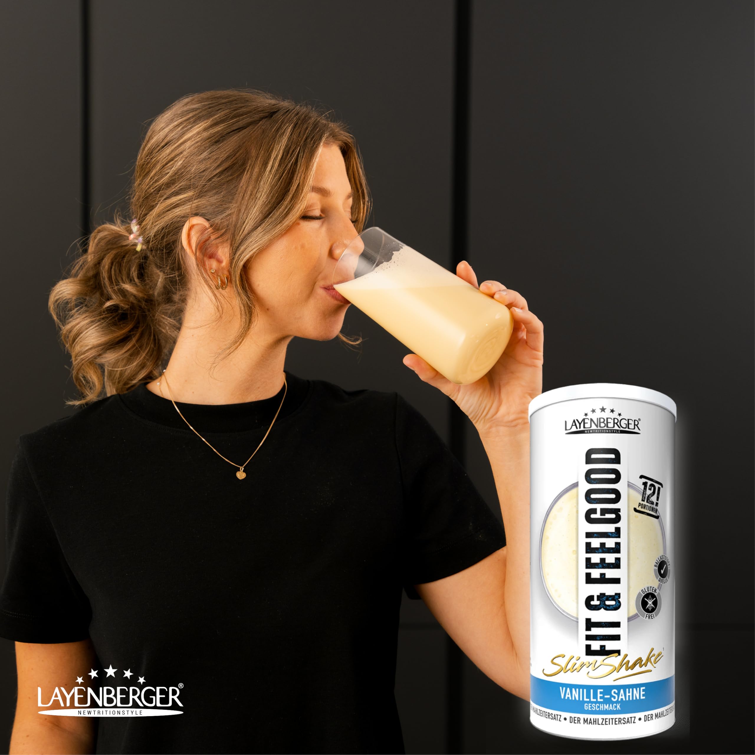 Layenberger Abnehm-Paket Premium - 23er Mix aus Fit&Feelgood Powder (6x 396 g) und Fixfertig (16x 330 ml) für kalorienarmen Mahlzeitersatz - mit Shaker