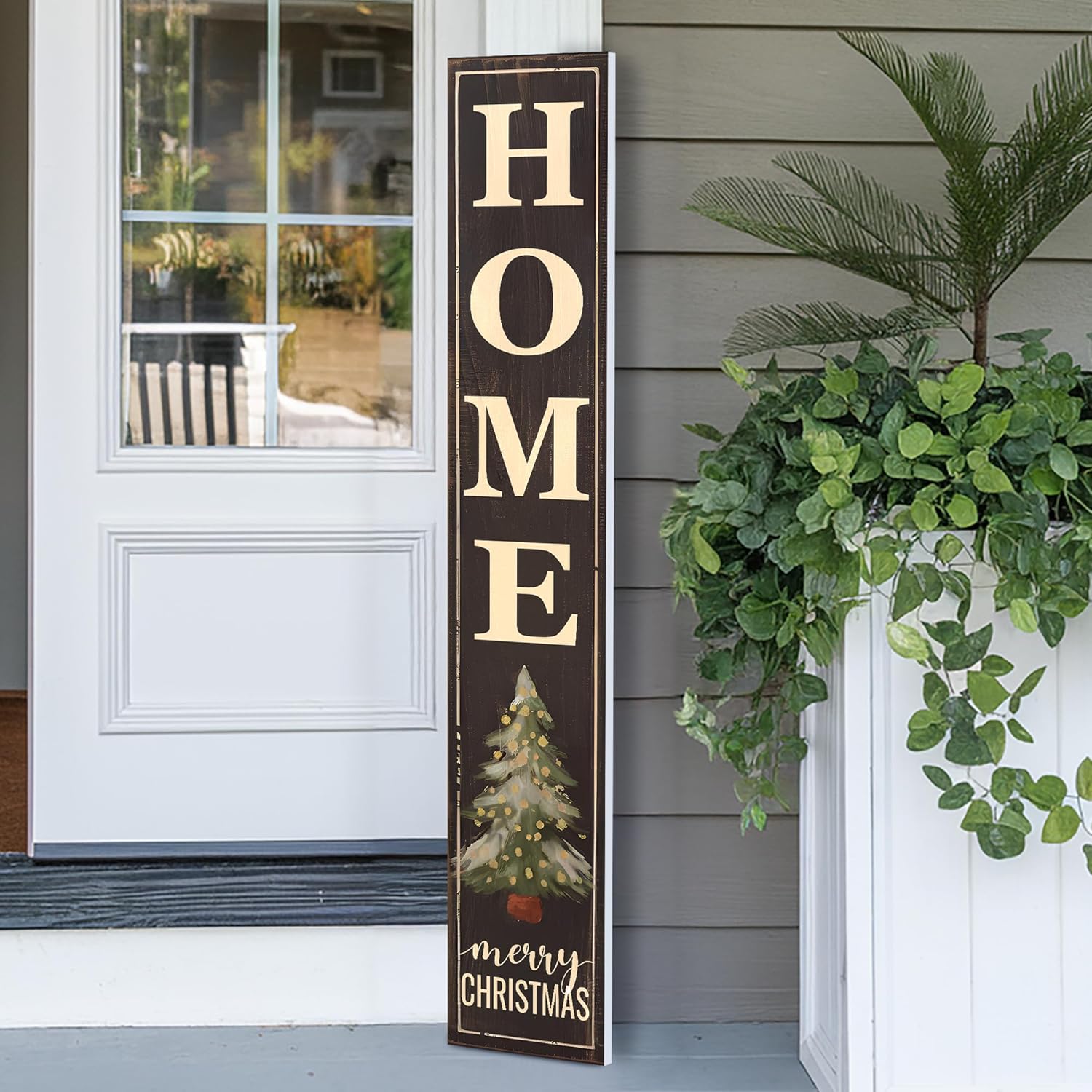 48"x8" Large Christmas Welcome Sign for Front Door, PVC Holiday Welcome Sign for Porch, Durable Outdoor Christmas Decorations (Design 6)