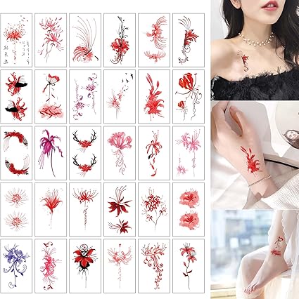 Amazon Co Jp Coollooda タトゥーシール 3d 刺青シール 入れ墨シール タトゥーステッカー 彼岸花 シール 防水 長持ち 簡単貼る 可愛い おしゃれ レディース メンズ 撮影用 写真集 芸術 赤 ファッション