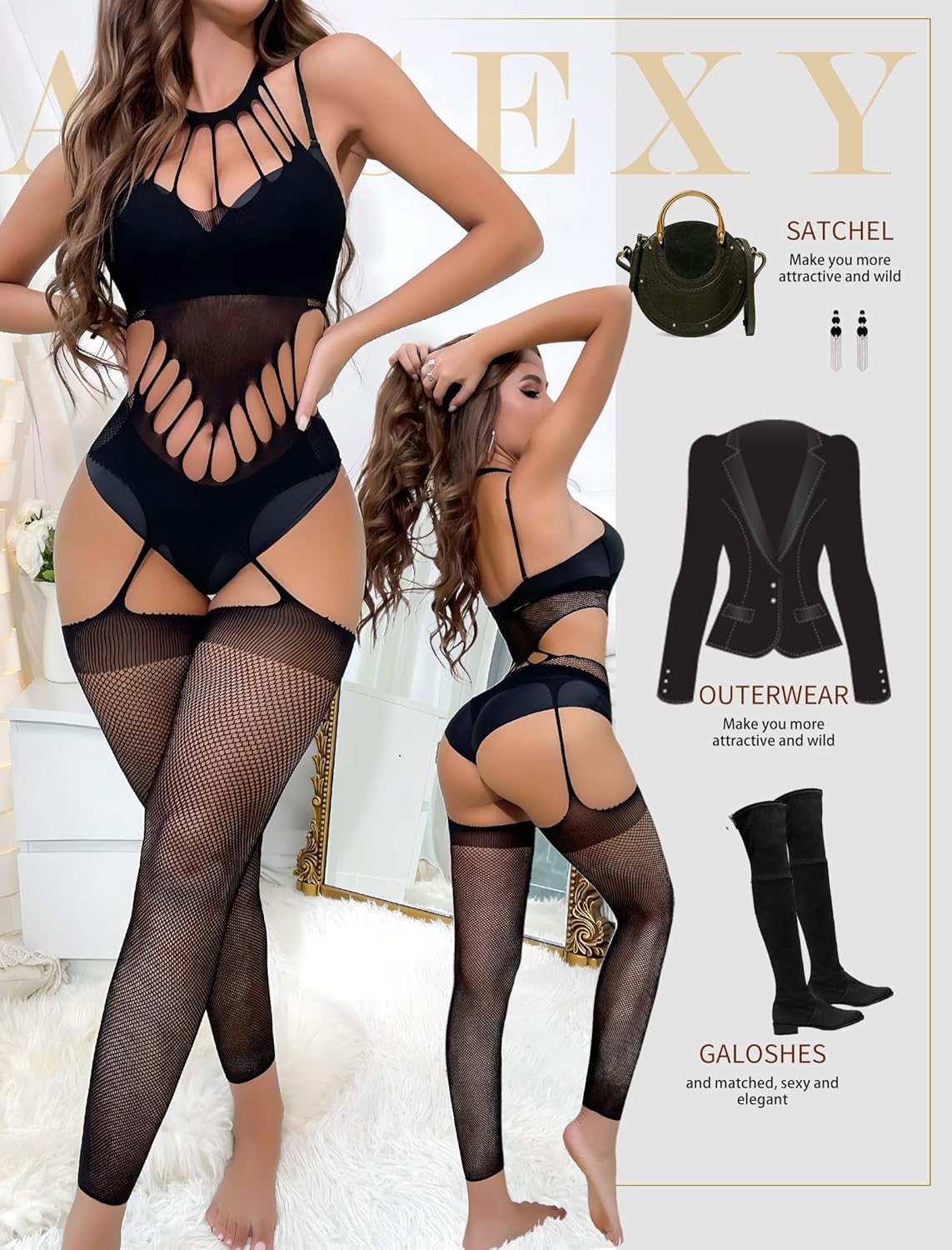 Sexy Lingerie For Women Sheer High Elasticity Bodystocking Bodysuit For Women One Size Fits 80-150lb - Image 2