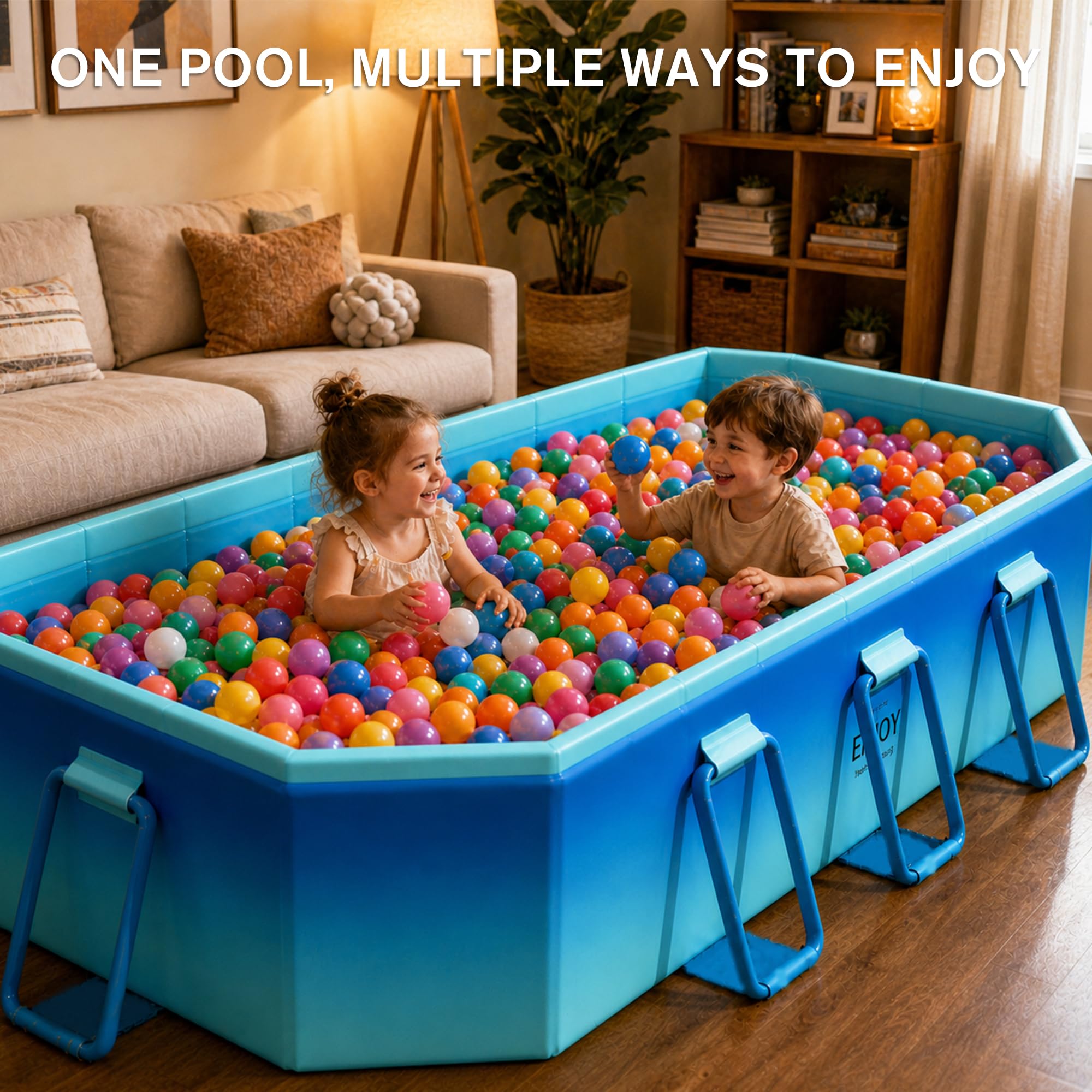 Faltbarer Pool, nicht aufblasbarer Swimmingpool für Kinder, Erwachsene und Haustiere, großer faltbarer Pool mit stabilen Metallhalterungen, geeignet für Hinterhof-Gärten im Freien, 294,6 x