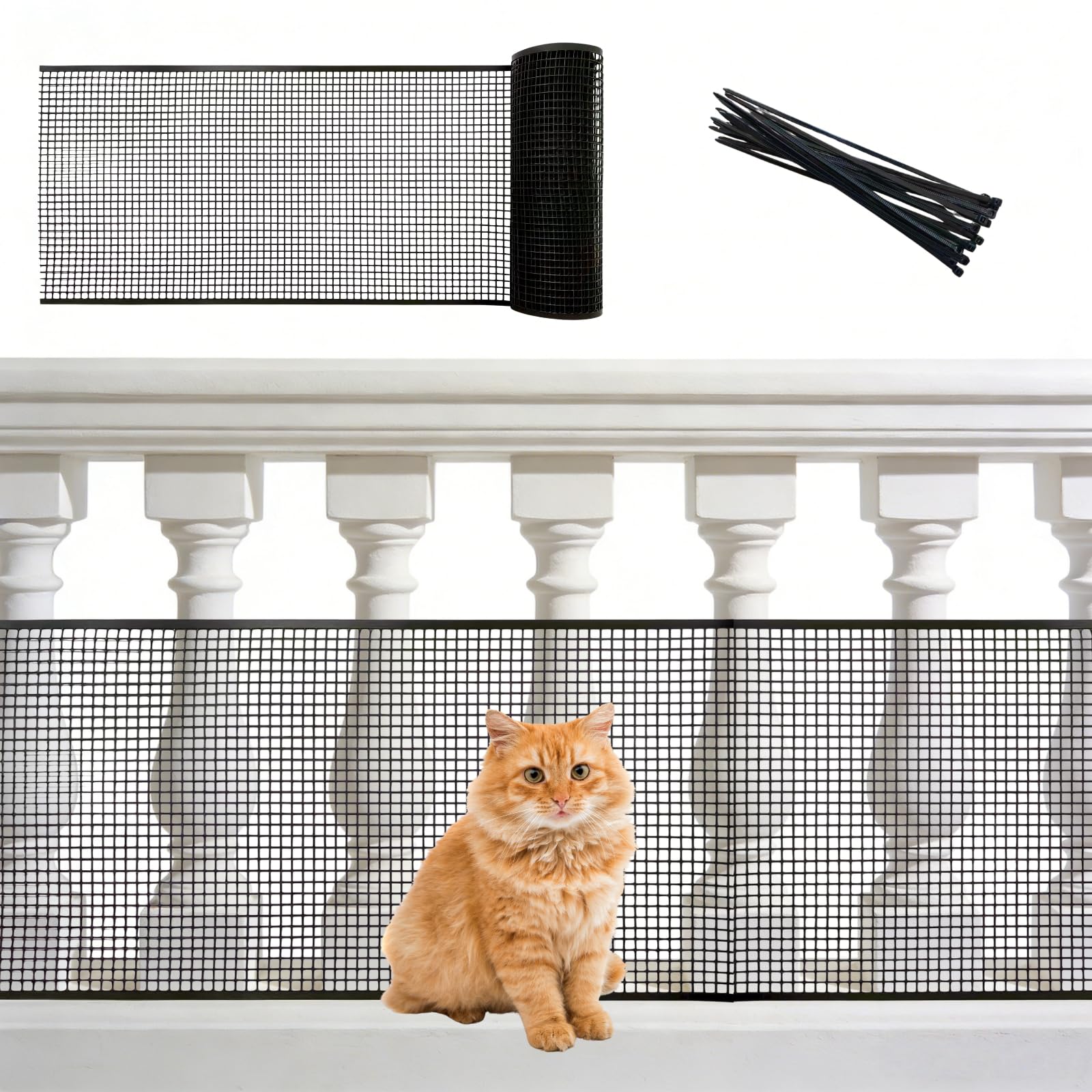 PotatoLife Plastic Wire Mesh Fence, Plants Protector, Poultry Netting, Pets Barrier, Stair Fencing, Durable Material, with Free Zip Ties(Black, 15.7‘’ x 10')-image-11