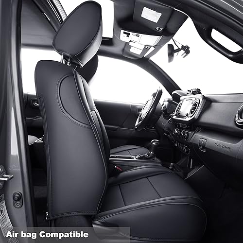 Miniatura 2 de Luckyman Club 2 Fundas de asiento de ajuste personalizado para cabina de camioneta de 2 filas y 4 puertas,cabina extendida, 2 piezas, negro