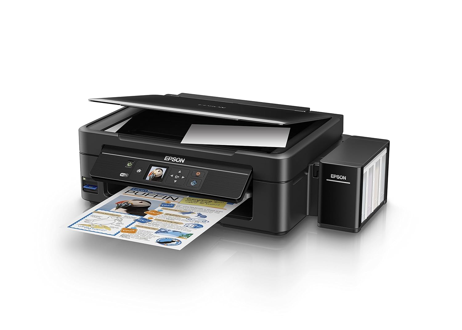 Epson L485 printer with ink tank unit open