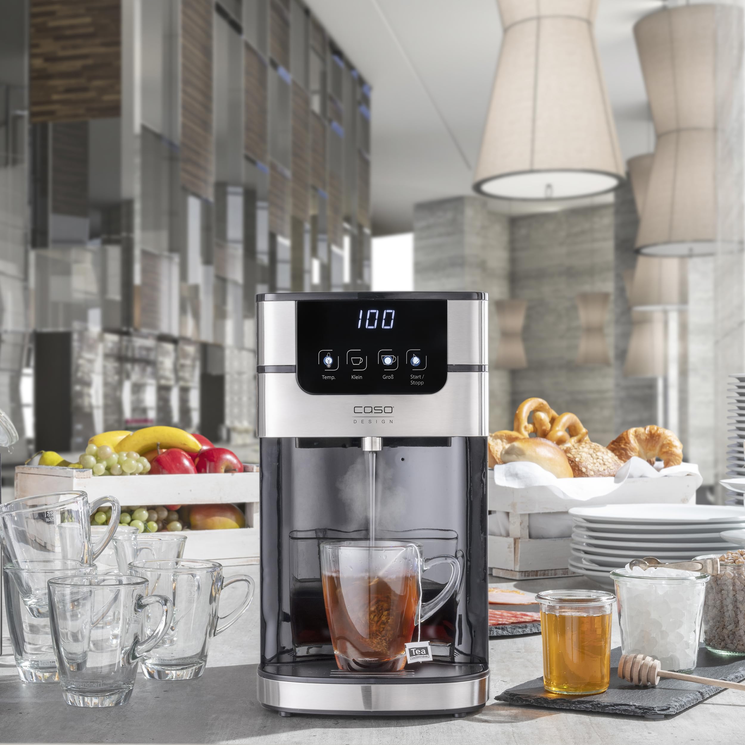 CASO PerfectCup 1000 Pro - Distributeur d'eau chaude turbo, en quelques secondes, 2600 W, réservoir d'eau amovible de 4 litres, de 70 à 100°C, idéal pour les cuisines de bureau et les buffets