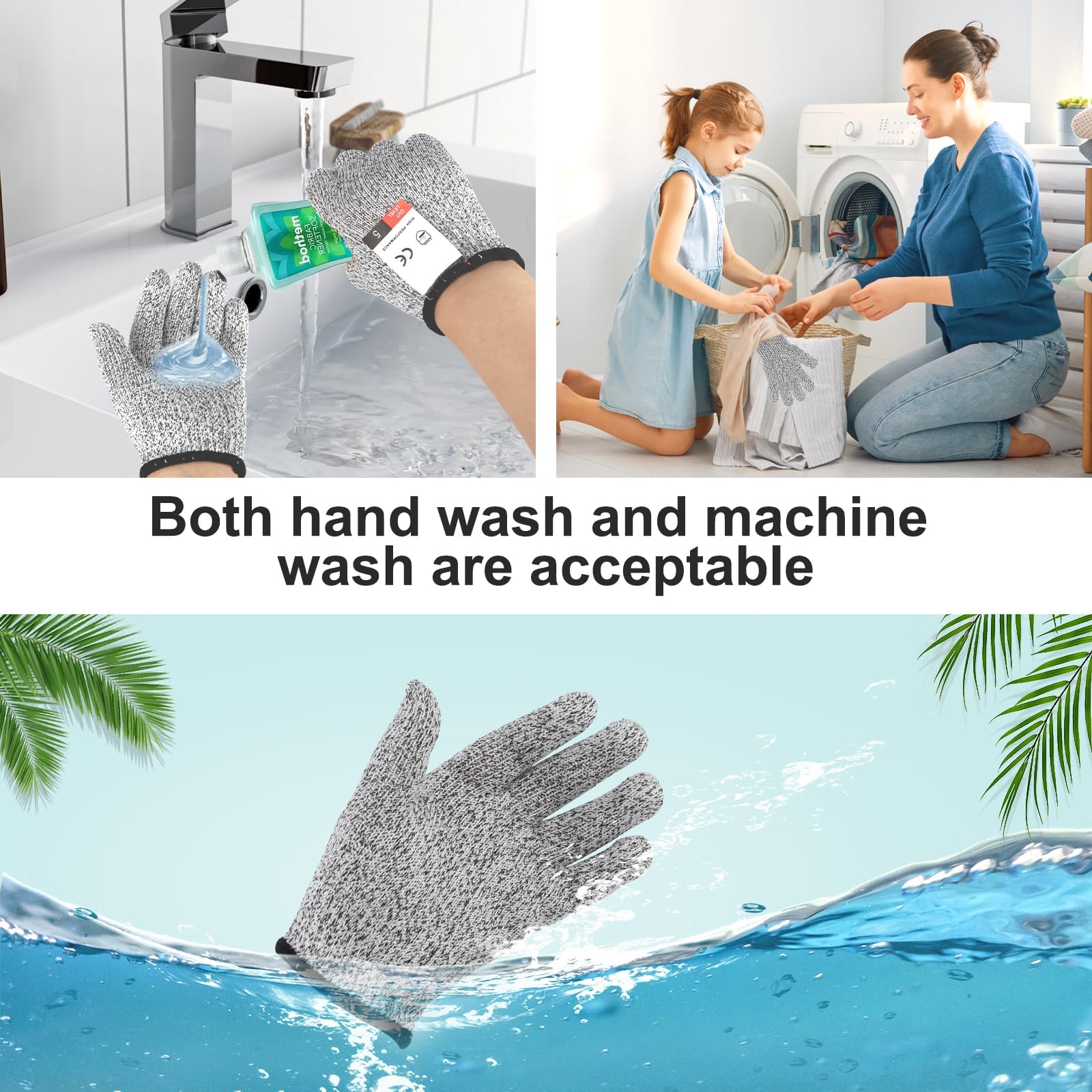 HhBdy Cut-Resistant Protective Gloves for Kids - 2 works, Level 5 Protection for Kitchen Chainsaw, Construction, and Gardening (XS) - Image 4