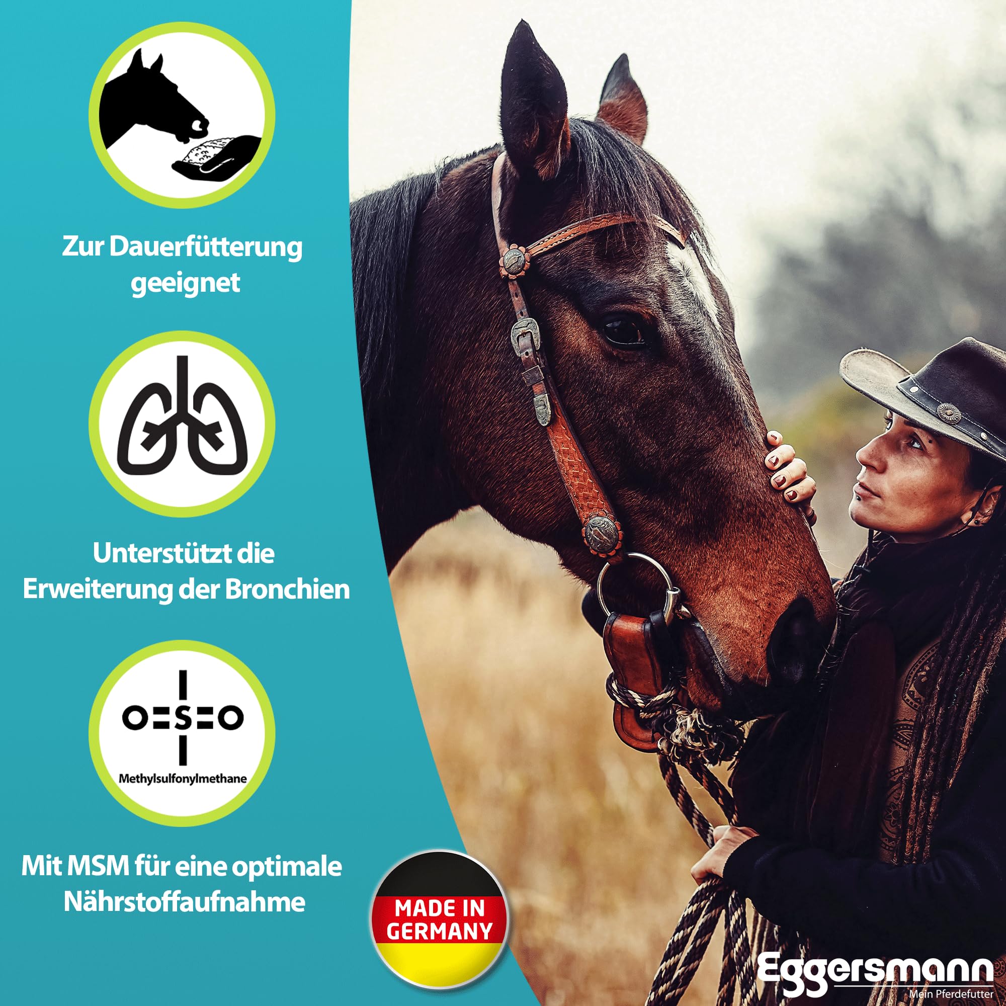 Eggersmann Mein Pferdefutter E-Vet respirOforte 1 kg | Ergänzungsfuttermittel für Pferde mit Atemwegsproblemen - Pferdefutter mit schleimlösenden Kräutern