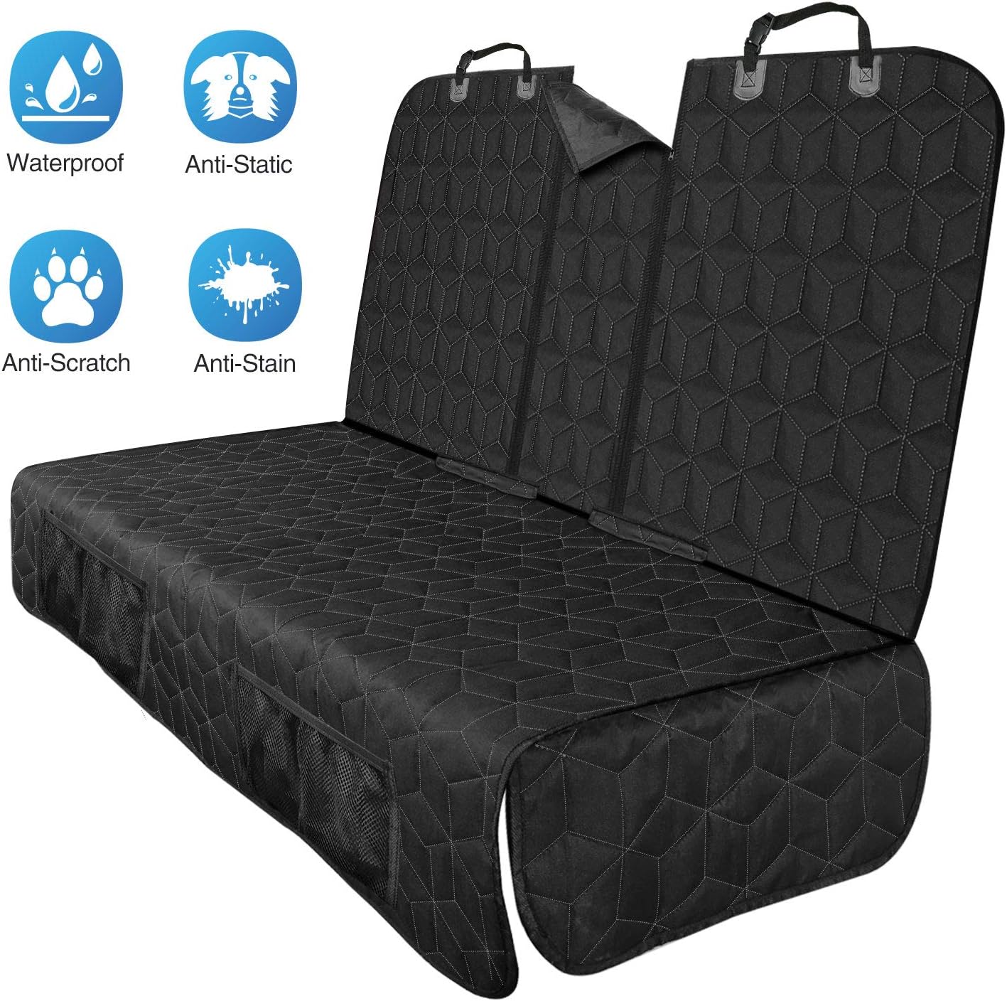 MODOKIT Dog Seat Covers for Back Seat, 600D Heavy Duty Durable Waterproof Nonslip Pet Seat Cover with Seat Belt Openings, Fit All Cars…