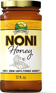 Noni Honey - 100% Pure, Raw, Unfiltered, Unprocessed - 12oz Glass Bottle