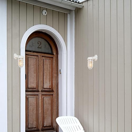 Miniatura 3 de Kiven Luz de jaula impermeable para exteriores e interiores, luz de linterna de montaje en pared, luz de porche industrial con cable de enchufe