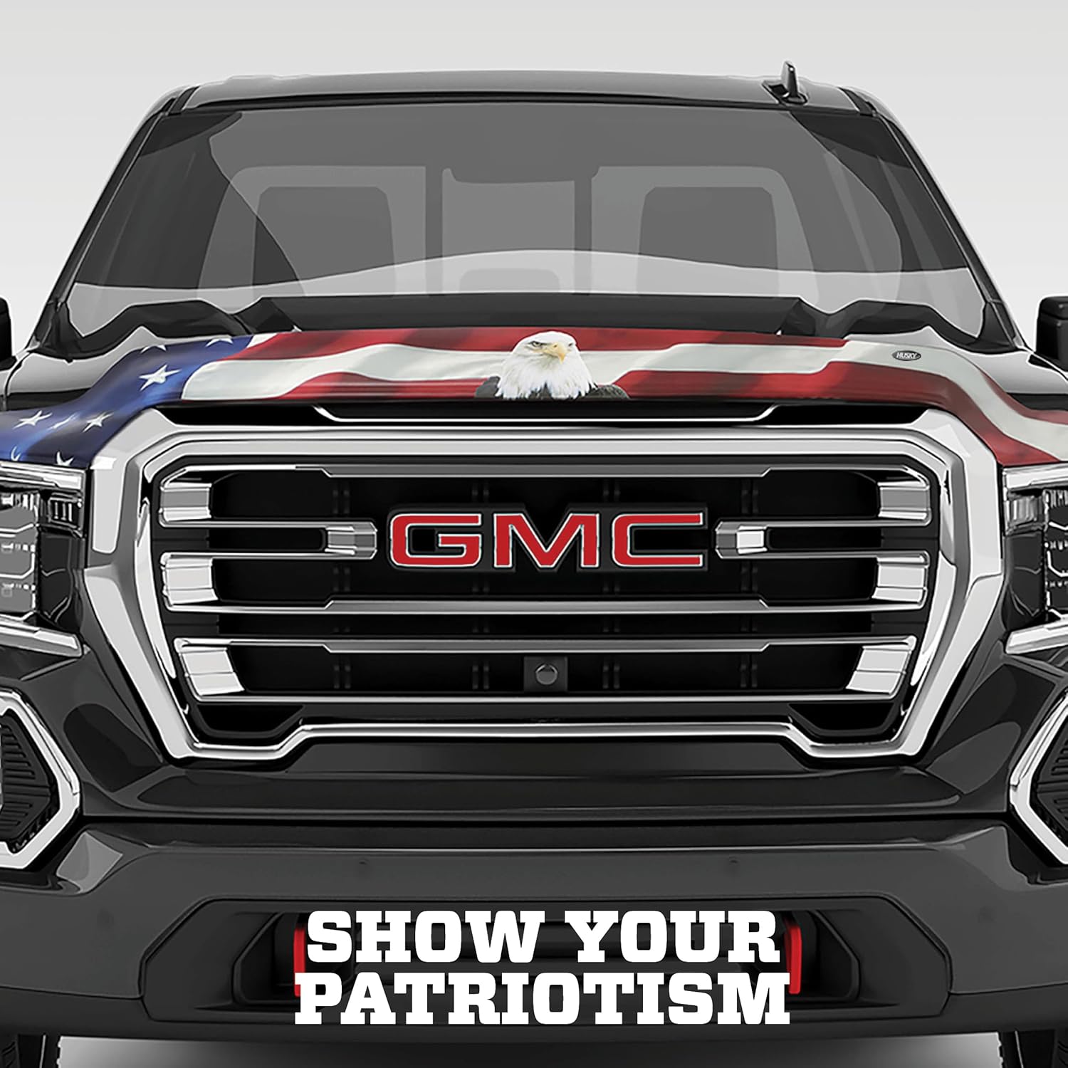 Husky Liners Hood Protector w/American Flag | Fits 2010-2018 Dodge Ram 2500/3500, High Profile/Bug Shield - 1 pc., Multi-Colored-USA | 2818120