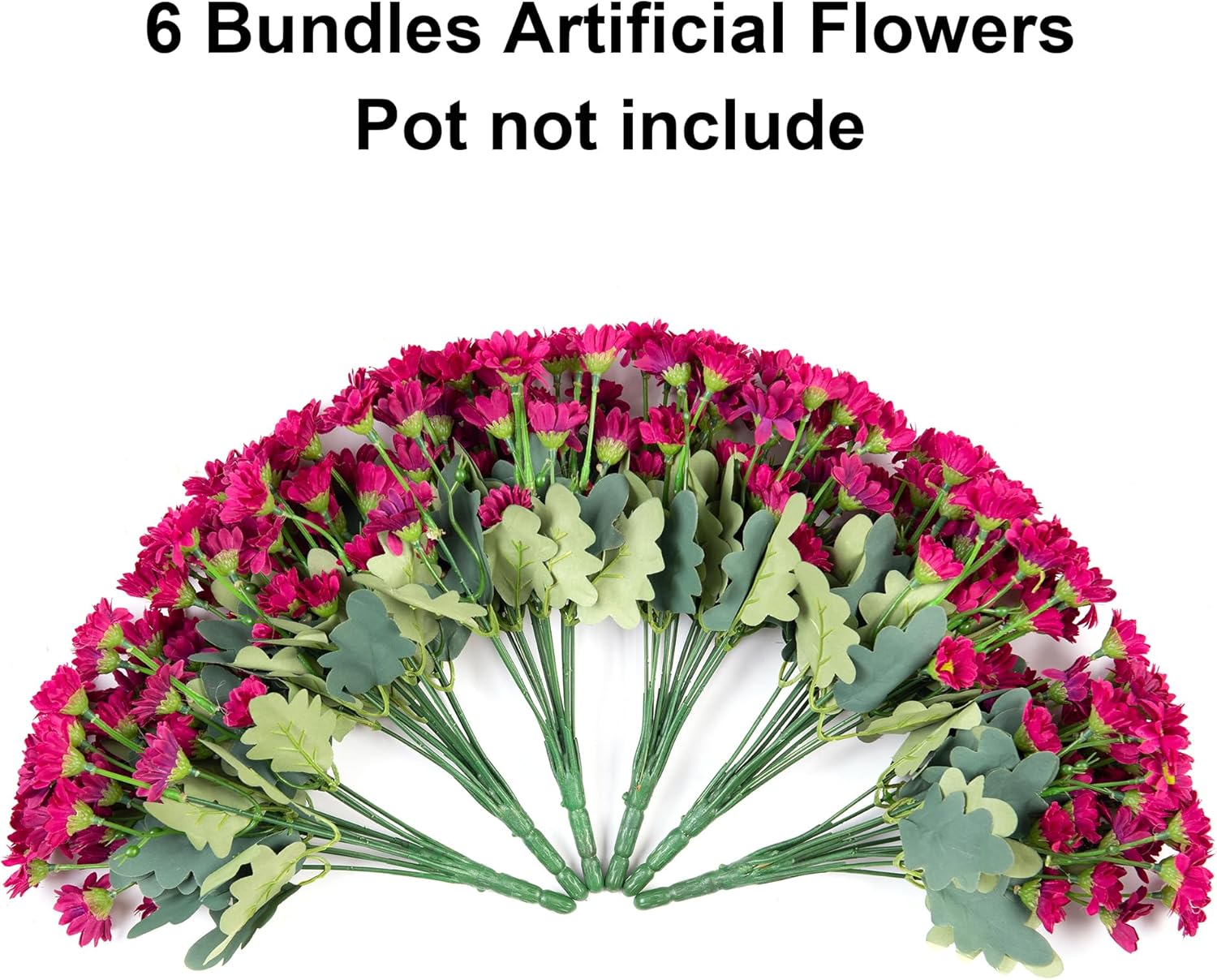 Daisy Artificial Flowers for Outdoors Decoration, 6 Bundles Fake Plants Flowers Bouquet Faux Flowers for Outdoor Planter Look Real UV Resistant Silk Flowers for Outside Garden Porch Patio, Dark Red