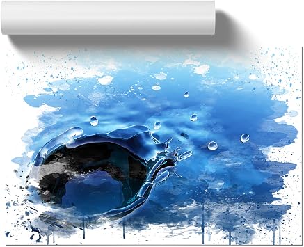 Water Drops V3 | Unframed Wall Art Print | Ready to Frame Poster | Modern Home Decor Picture | Artwork for Living Room, Bedroom, Kitchen or Office | A2 42x59.4 cm