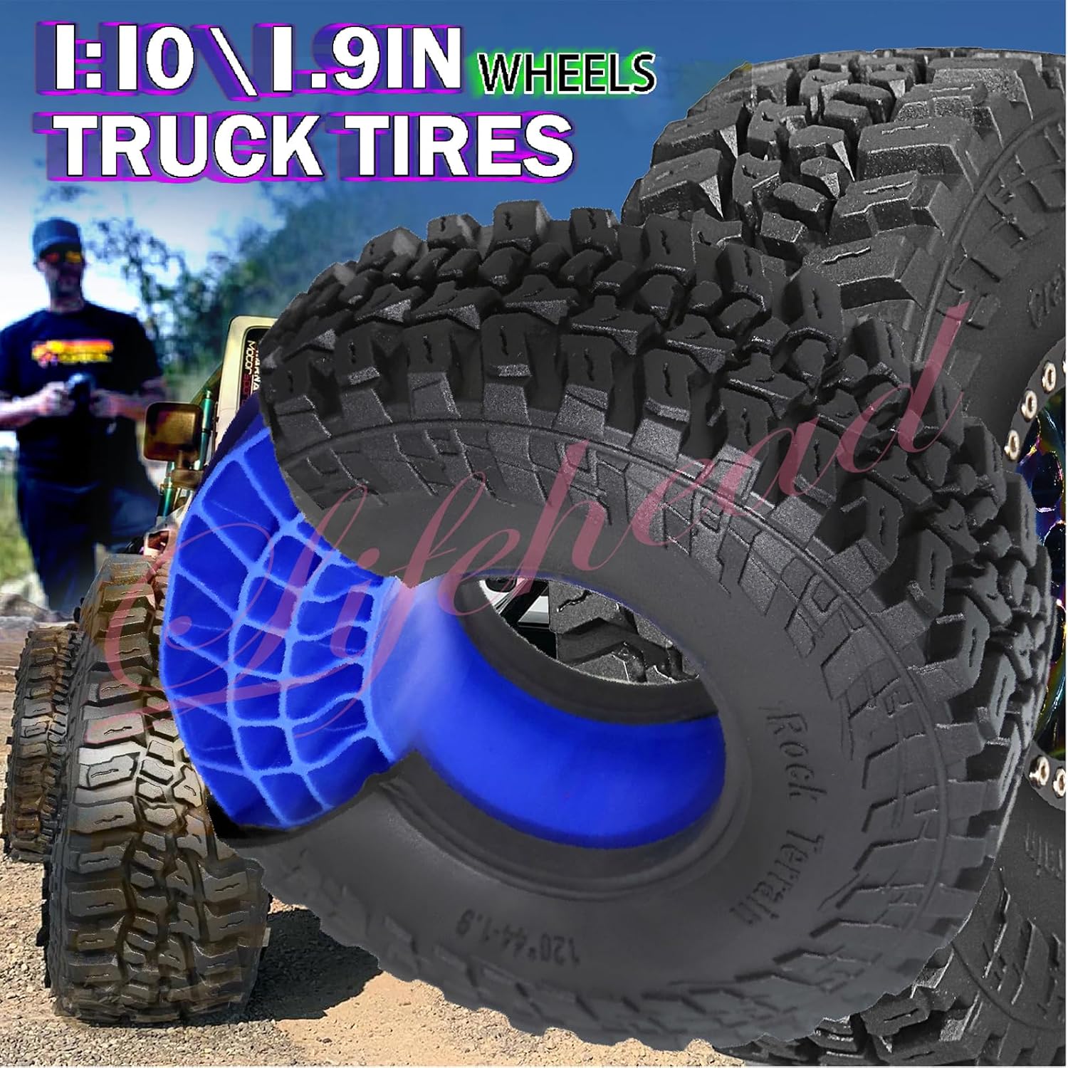 Lifehead 1.9 inch silicone insert tires - All Terrain Pliable Rubber Tires for 1/10 RC Crawler Car TRAXXAS TRX4 Axial SCX10 90046 SCX10 III AXI03007 Tamiya CC01 YK4102 RGT EX86130/4.7" Outer Diameter