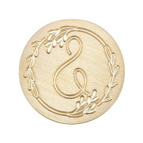 Miniatura 3 de Yoption Sello de cera escrito a mano, letra S, alfabeto inicial vintage con sello de cera de sellado de rama de olivo