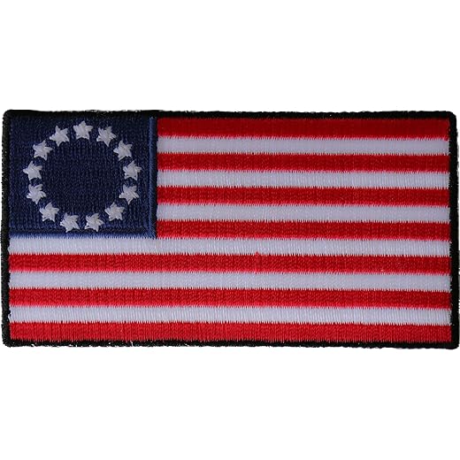 Betsy Ross American Flag Patch - 3.5x1.8 inch - Embroidered Iron on Patch