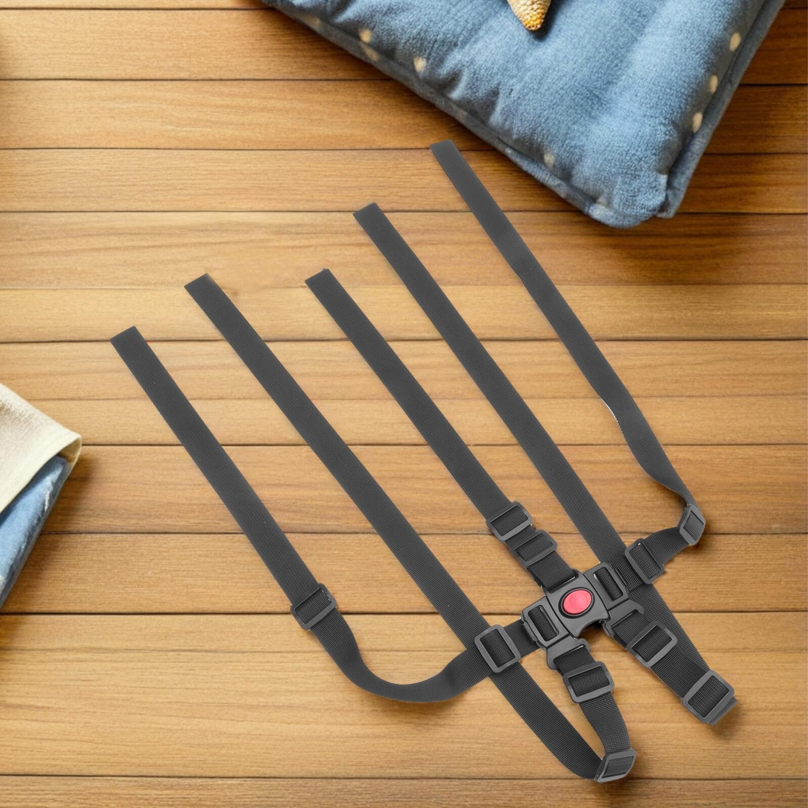 Arnés de Seguridad Infantil Ajustable de 5 Puntos para Trona Correas Resistentes para Muebles Infantiles Repuesto para Cochecito y Silla Alta Color Negro Pack de 4 Unidades