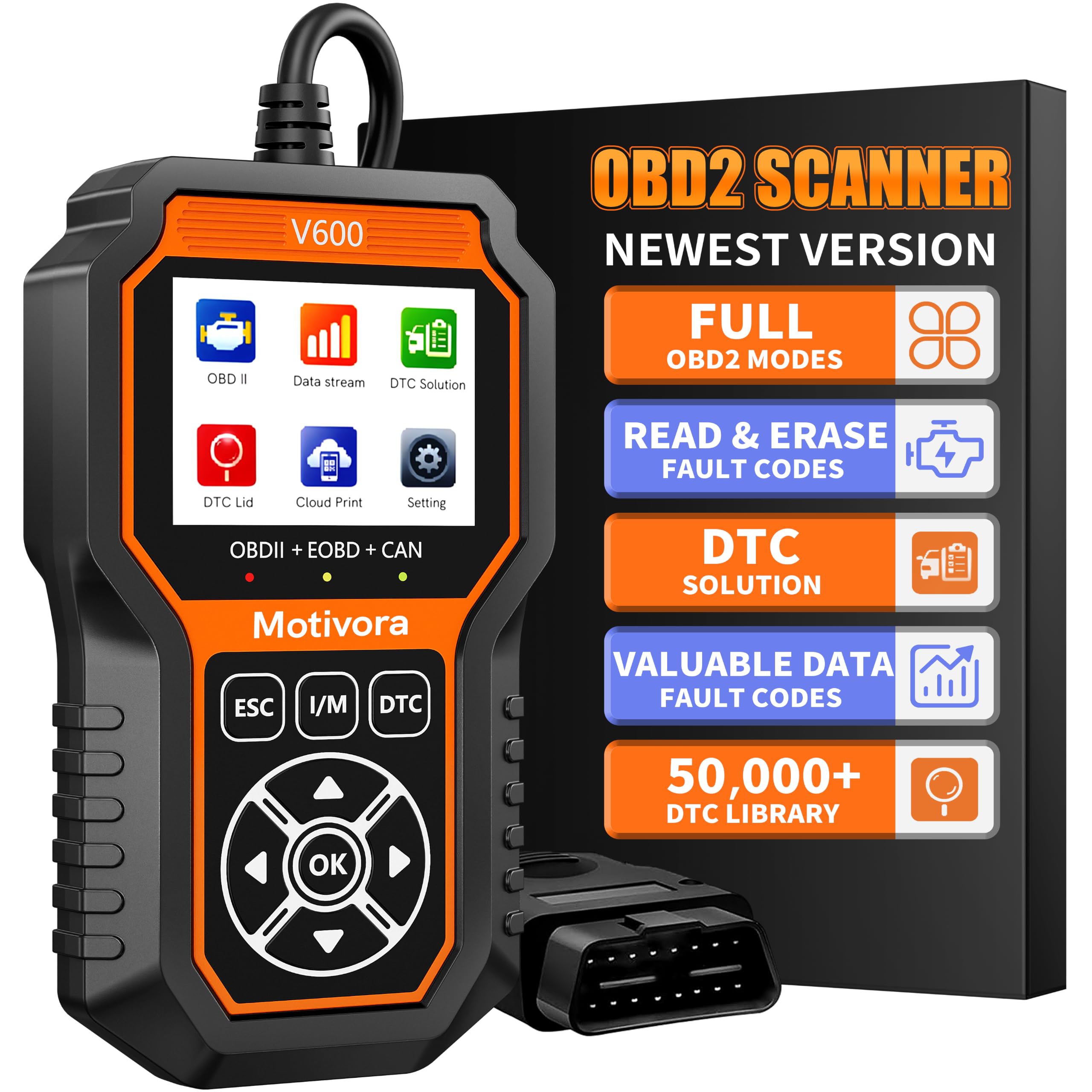 Narzędzie diagnostyczne OBD2 z rozwiązaniem DTC czytnik kodów samochodowych, narzędzie do resetowania, kontrolka silnika, narzędzie diagnostyczne, skanowanie, odczyt kodów błędów pojazdu dla