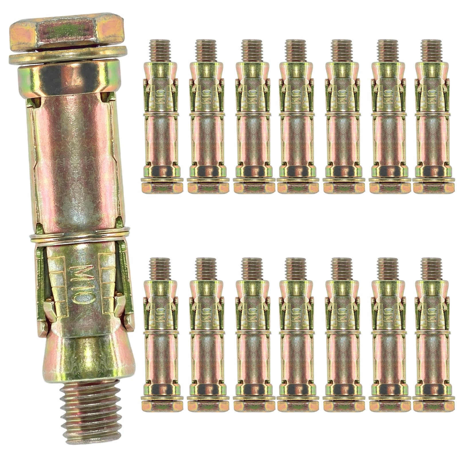15 Pcs M10 Expansion Bolts, Galvanized Carbon Steel Wall Anchors Bolts, Heavy Duty Hex Head Concrete Fixings Screws for Brick Masonry Drywall Furniture & Equipment Installation