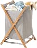 mDesign Laundry Hamper – Folding Laundry Basket for Utility Rooms, Bathrooms and Bedrooms – Washbasket With Removable Laundry Bag for Dirty Clothes – Bamboo
