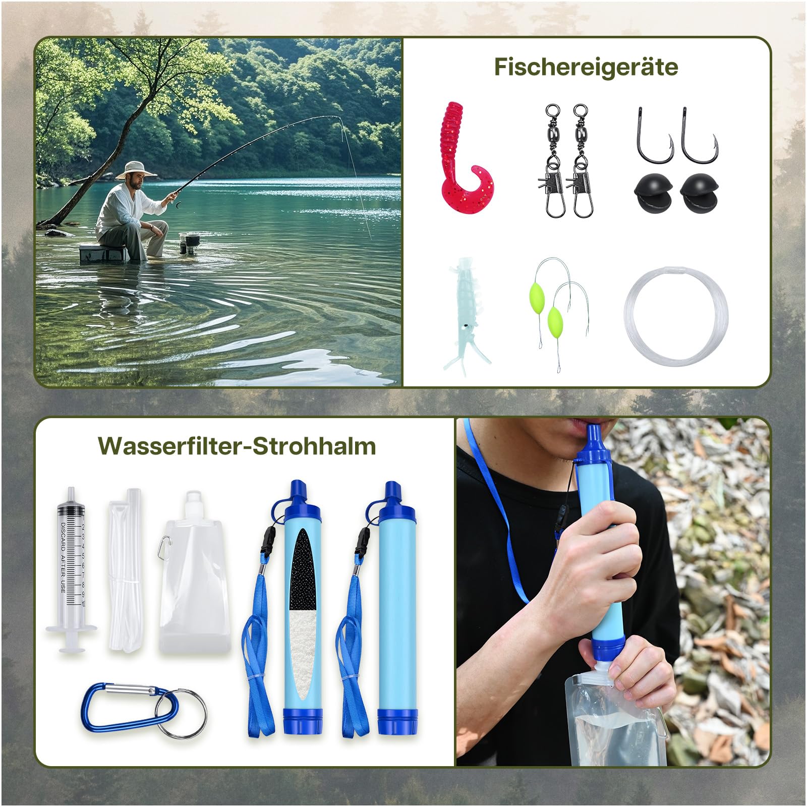 Survival Kit All-in-1 – Notfallset von MMOBIEL – Survival Ausrüstung mit Wasserfilter, Multi-Tool usw. für Outdoor, Camping, Abenteuer, Wandern im Freien – Geschenke für Männer