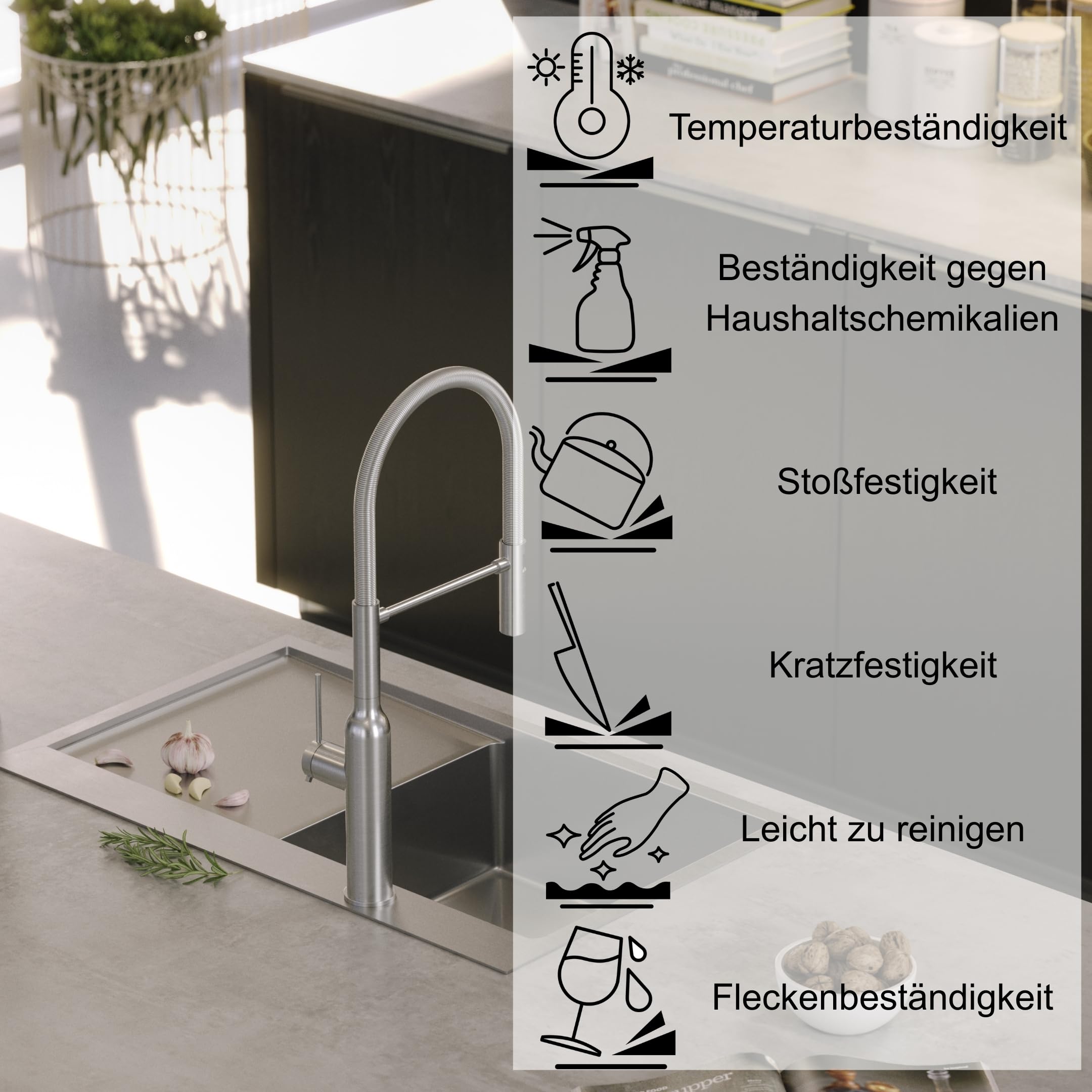 QUADRON Spülbecken Einbeckenspüle Edelstahlspüle | Größe 78 x 48 x 20 cm Farbe: Stahl | RUSSEL 111 Einbauspüle mit Hahnloch | Einzelbecken Küchenspüle mit Stahlkammer Edelstahl Stahlspüle