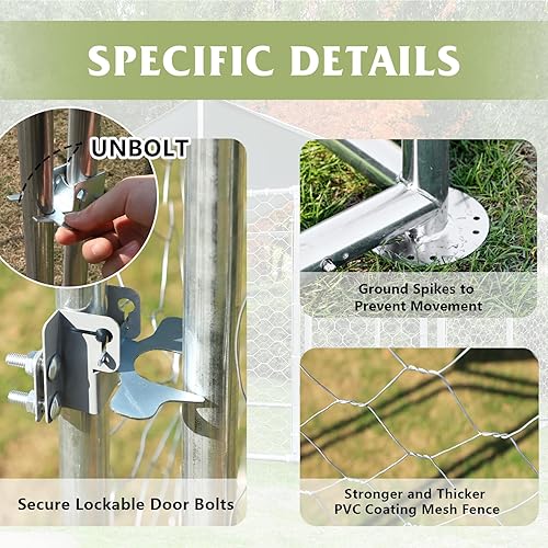 Miniatura 4 de Grepatio Perrera exterior para perros con carcasa impermeable para perros grande, jaula de acero galvanizado con bloqueo seguro