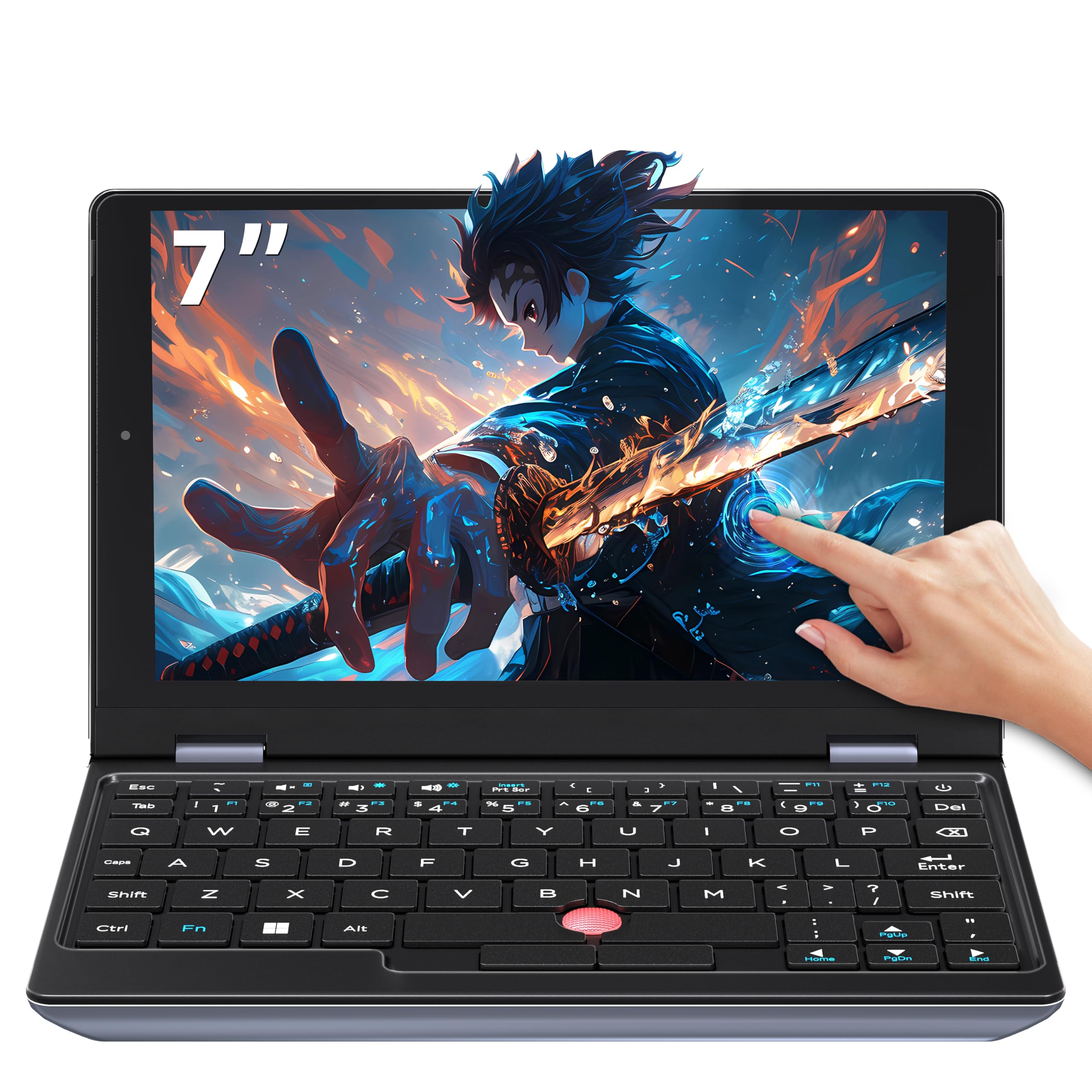 7,0-Zoll Touchscreen Laptop, 8GB RAM DDR4, 512GBSSD, Alder Lake-N95 | Webcam,Ganzmetall,SD-Kartenslot,Mini HDIM,USB 3.0,QWERTZ-Tastatur,Tragbar Mini Notebook für Arbeit, Studium, Unterhaltung