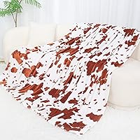 Vista 128 de Fleece Blanket King Size - Oversized Soft Plush Cow Print Throw, Full Size Blankets for Bed & Couch - Lightweight Cute Country Home Decor