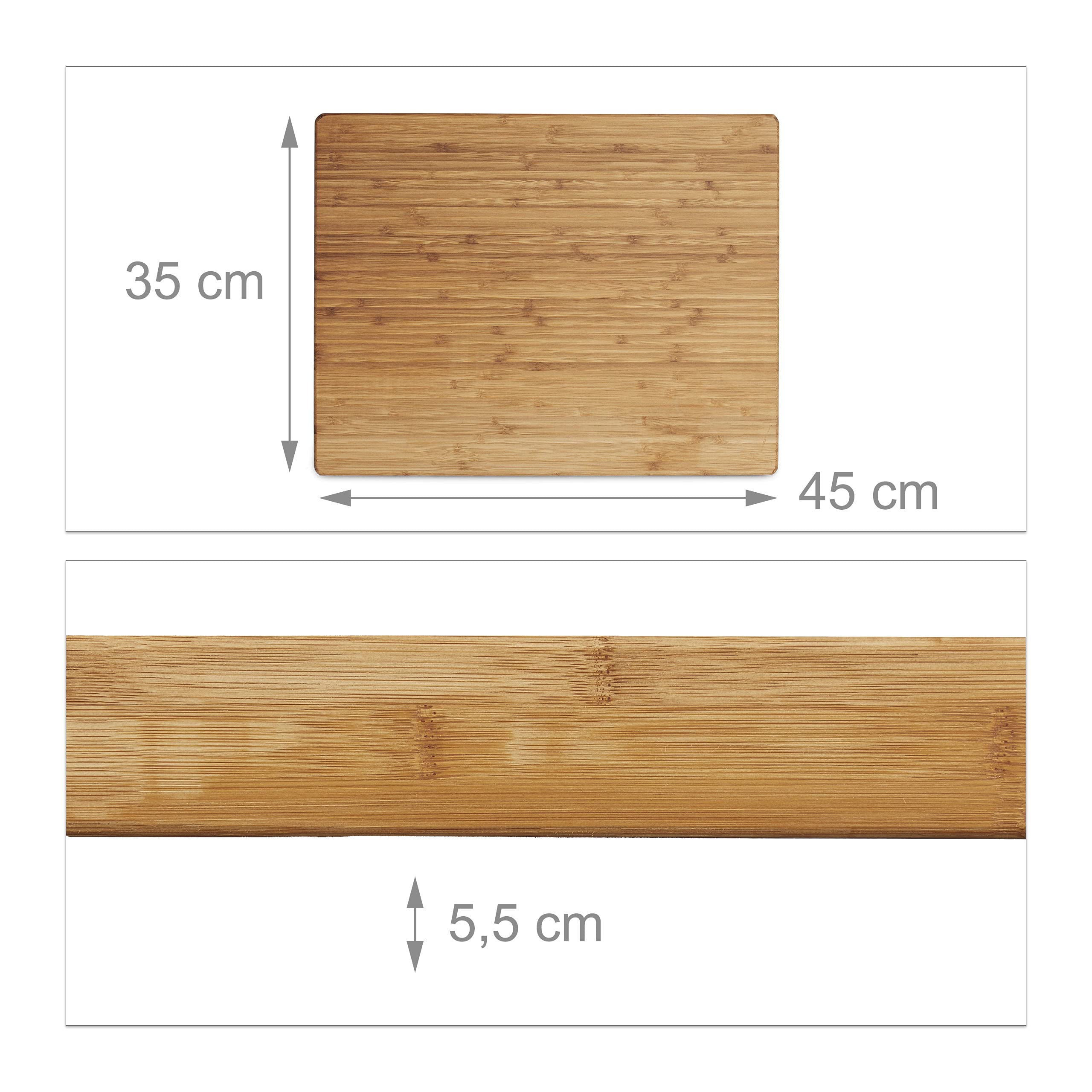 4 Tablas de Cortar Cocina, A Rayas, Fácil de Cuidar, Maciza, Bambú Aceitado, 5,5 x 45 x 35 cm, Marrón