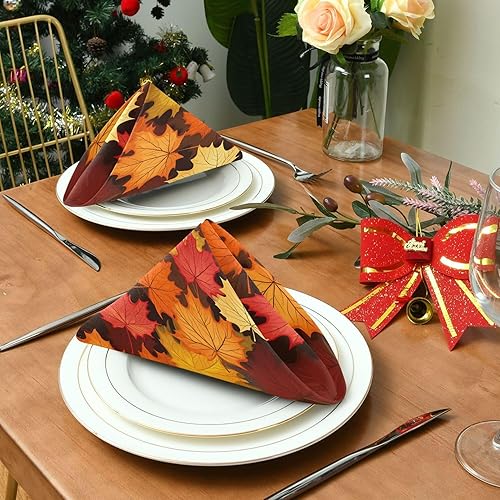 Miniatura 10 de MNSRUU Juego de 6 servilletas de tela de poliéster de pavo real y flores para decoración de boda de Año Nuevo