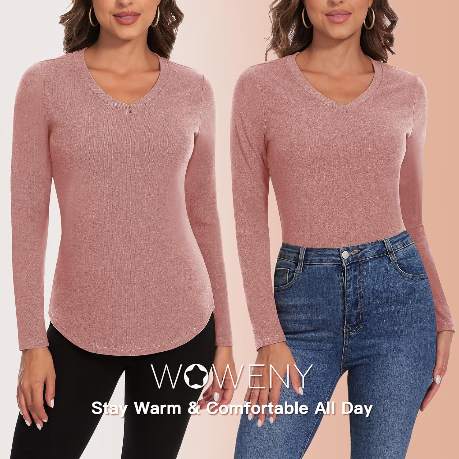 Soneven Thermal Shirts for Women Base Layer Ultra Soft Fleece Lined Underwear for Winter Cold Weather - Image 5