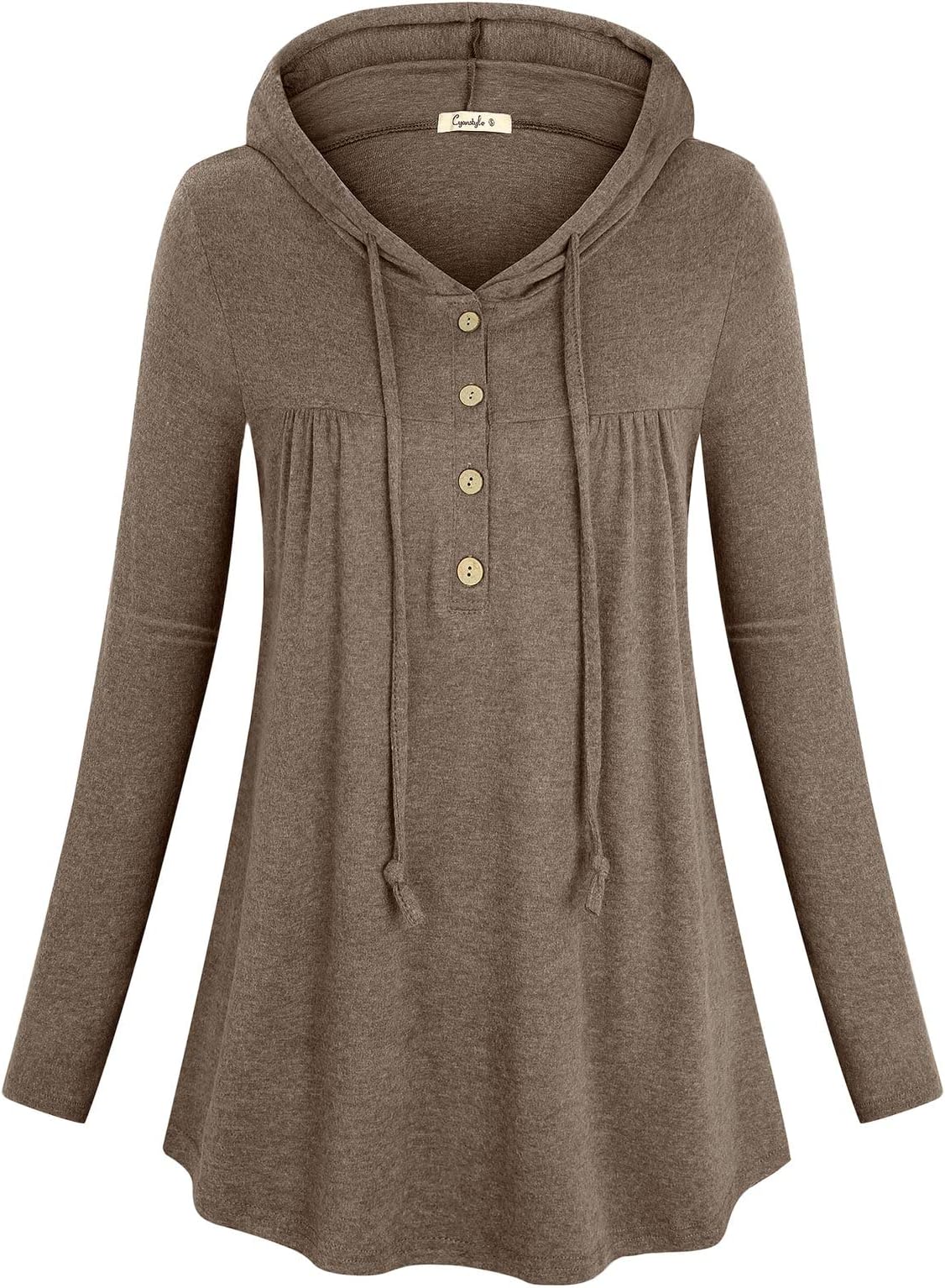 Womens Long Sleeve Hoodie Button Down Sweatshirts Pullover Blouse Tops