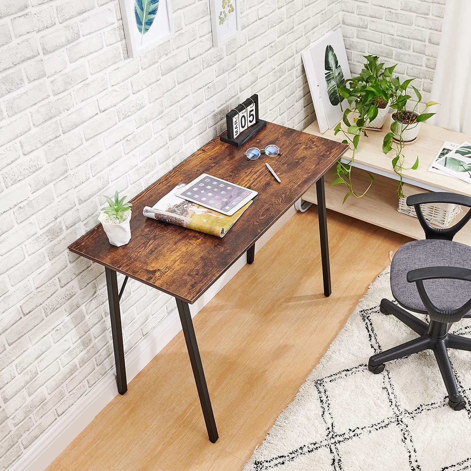 Coavas Computer Desk 40" Small Student School Writing Desk, Easy Assembly Study Writing Table Home Office Desk Modern Simple Style PC Desk for Small Space, Study Kids Black Desk, Metal Frame