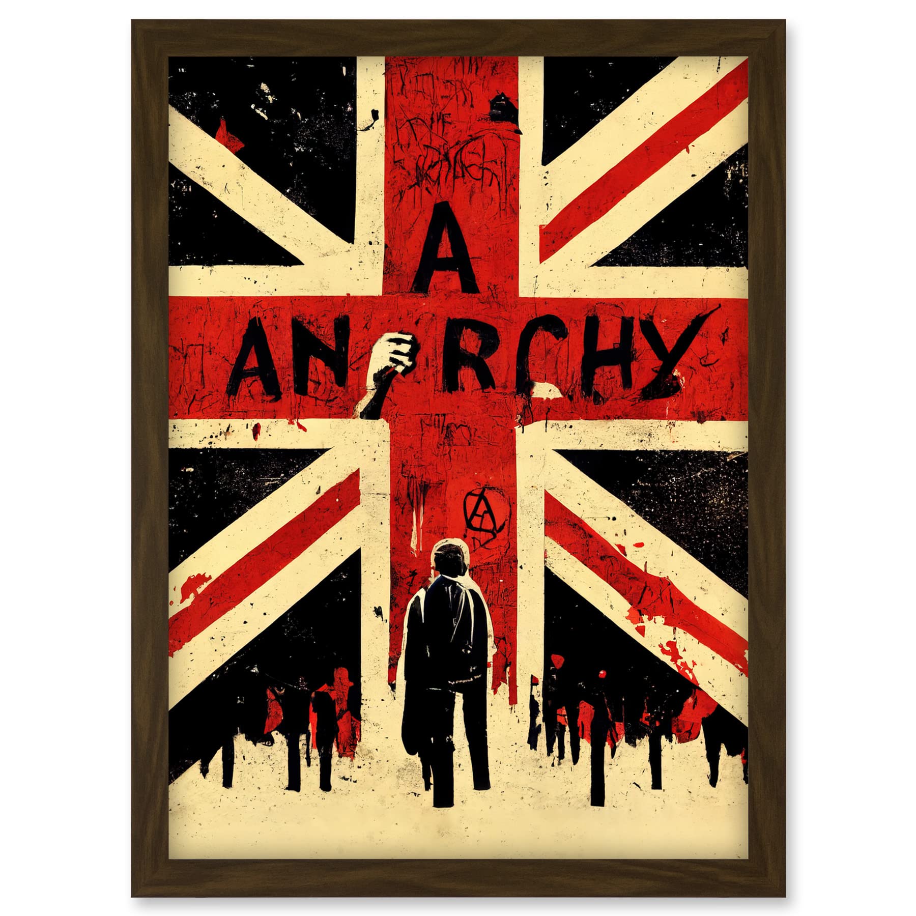Doppelganger33 LTD Anarchy Union Jack Stencil Rebel Graffiti Punk UK Artwork Framed A3 Wall Art Print