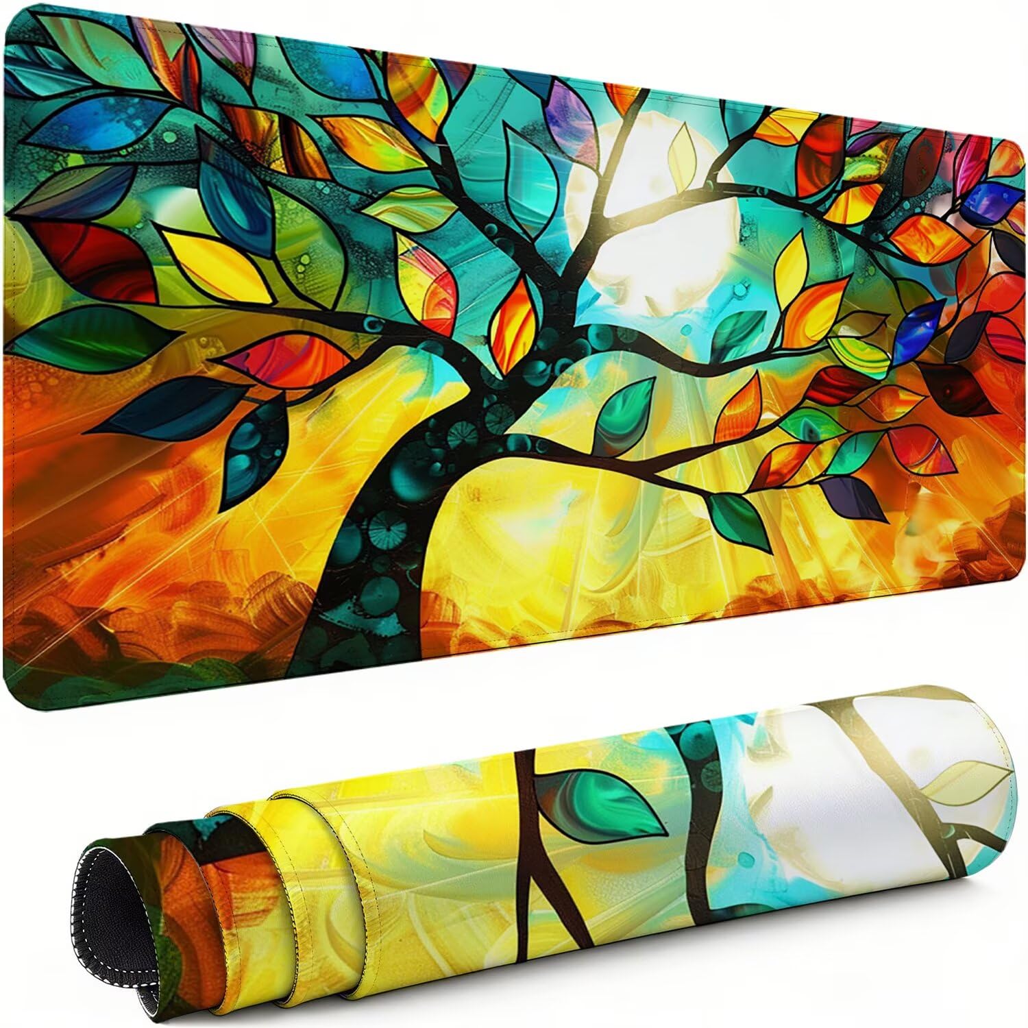 Podkładka pod mysz XXL kolor 900 x 400 x 3 mm antypoślizgowa gumowa podkładka pod mysz dla graczy drzewo dokładność kompatybilna z wszystkimi myszami, miękka powłoka wodoodporna ochrona biura do